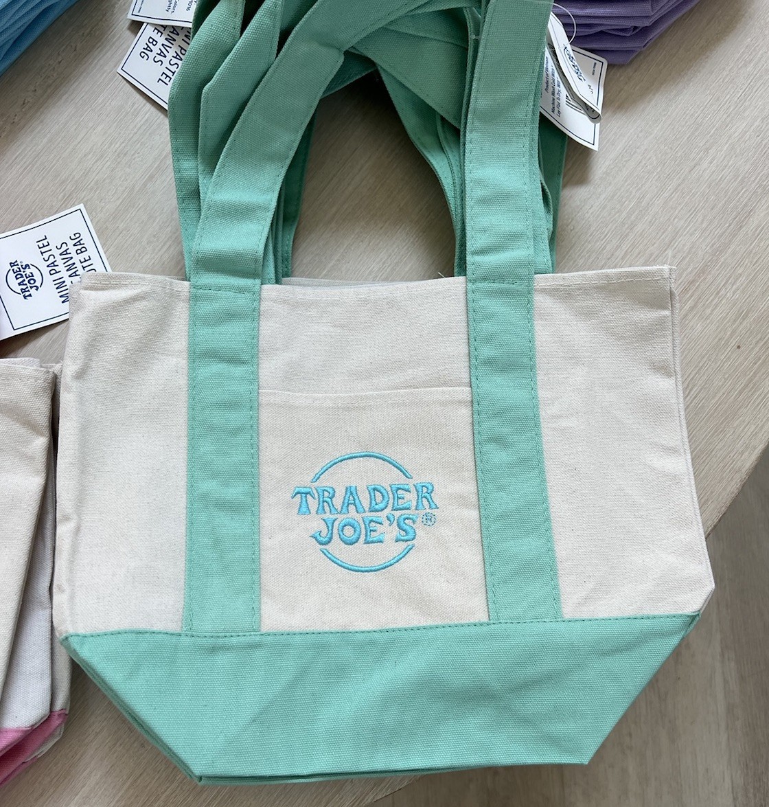Trader Joe’s Easter Totes, PURPLE, PINK, GREEN, BLUE,