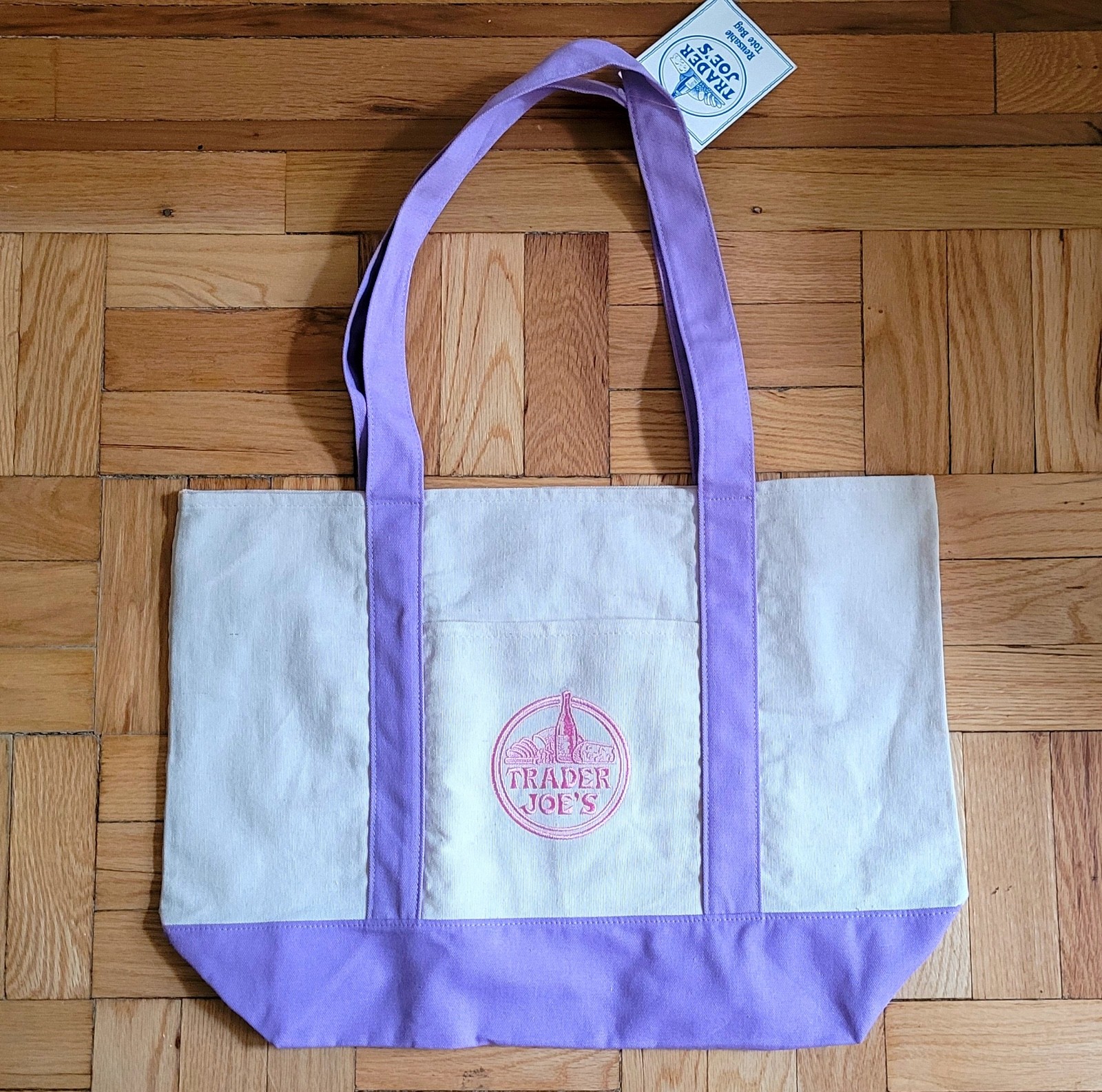 Trader Joes Pastel Mini Canvas Totes Collection, Lavender Canvas Tote, Set of 5