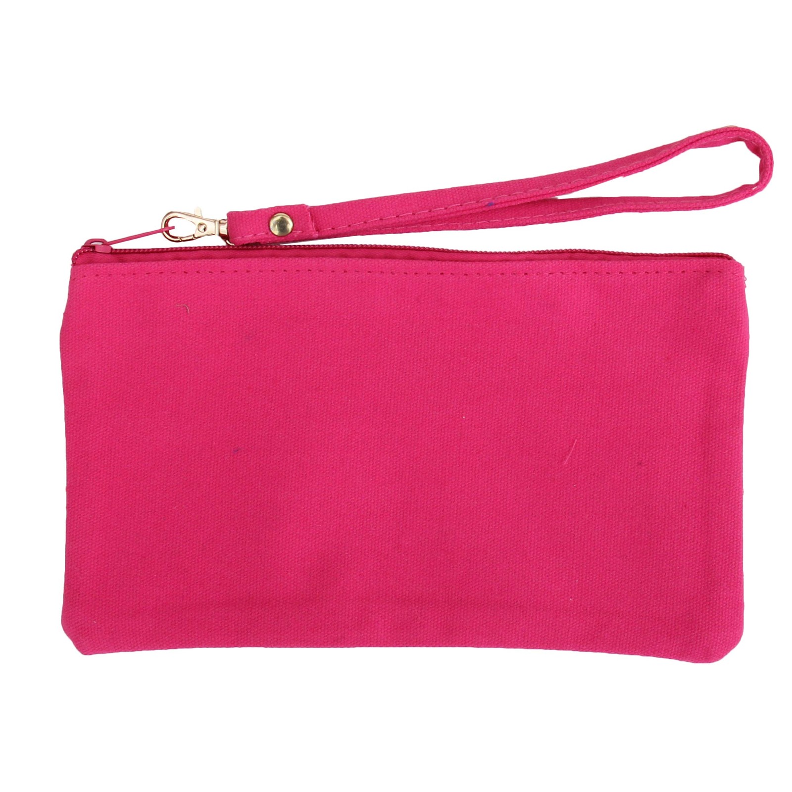 Cotton Canvas Small Wristlet Bag Make-up Organizer Makeup – 5″ x 9″, Pink