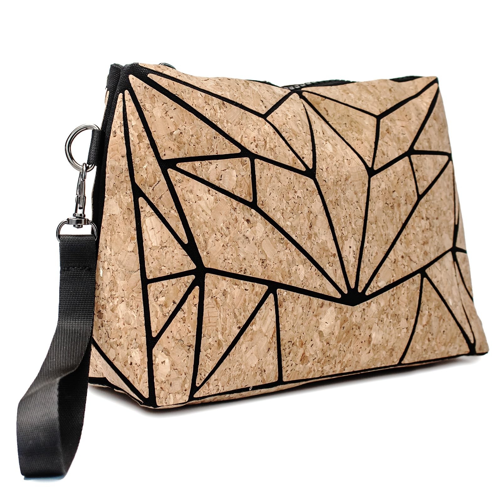 daaiurbags Natural Cork Handbag for Women, Geometric 10×6 inches, Multi