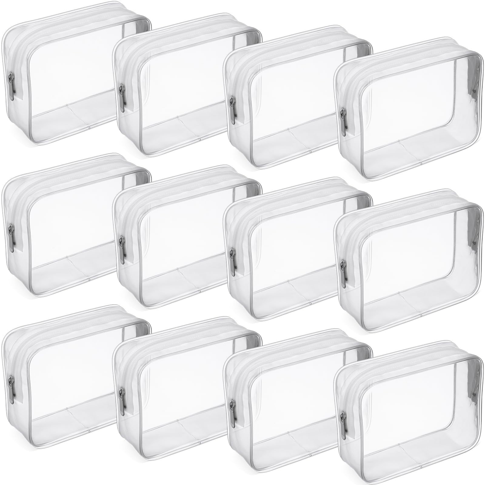 Weewooday 12 Pieces Clear Makeup Bags Cosmetic Storage Small, Matte White