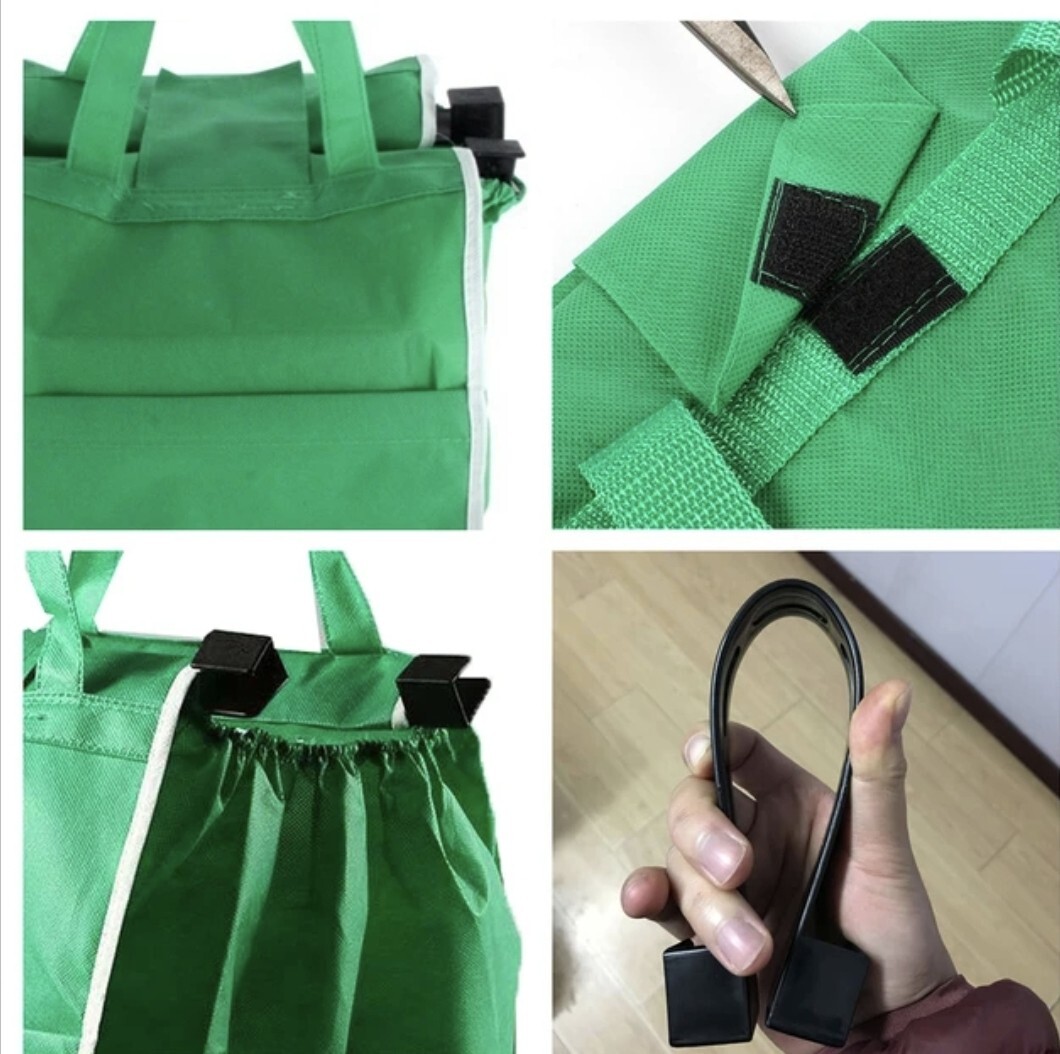 Reusable Shopping Bags Green Eco Foldable Handle Trolley Bag Grocery