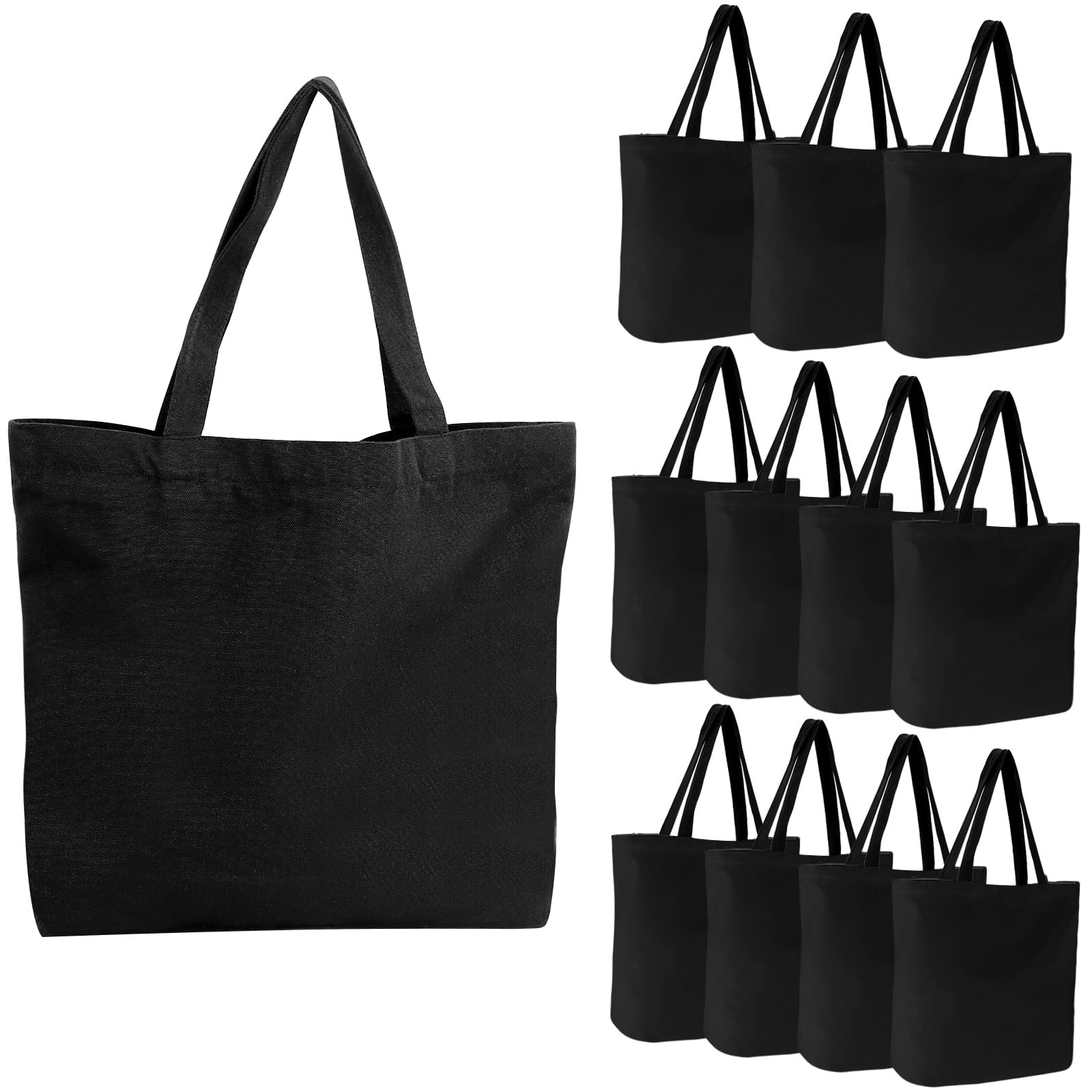 Canvas Tote Bag, 12 Pack 16×13 Reusable Grocery Shopping Bags Bulk Natural Co…