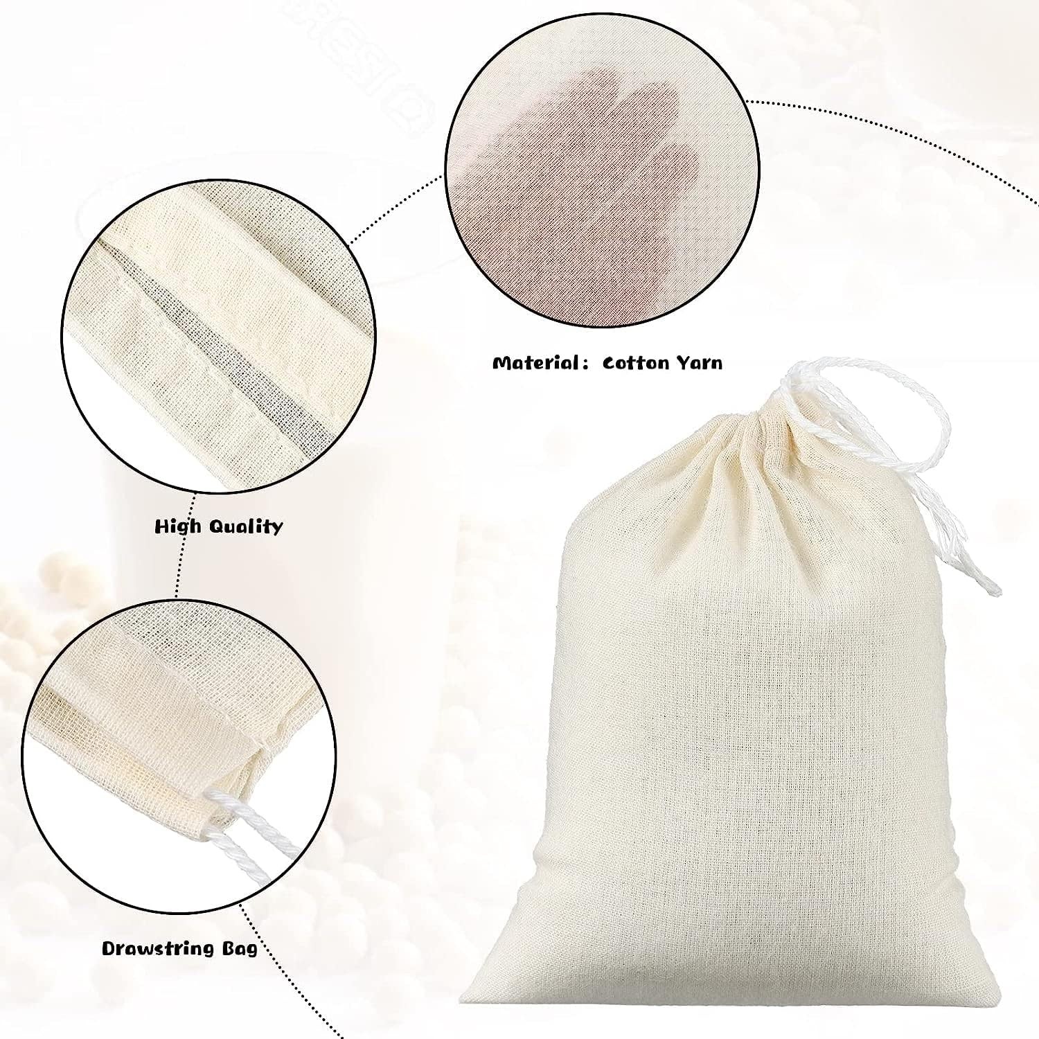 MyLifeUNIT Soup Bags, Cotton Mesh Bag for Cooking, Large 18 x 24 Inch, White