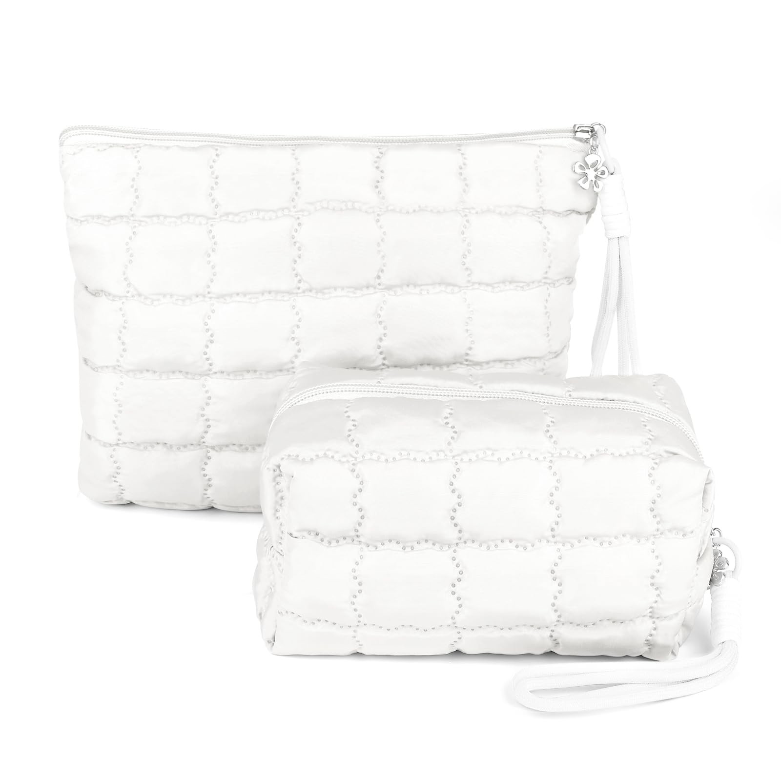 Richeart Makeup Bag Travel Toiletry – Checkered Large – 2 Pack, White