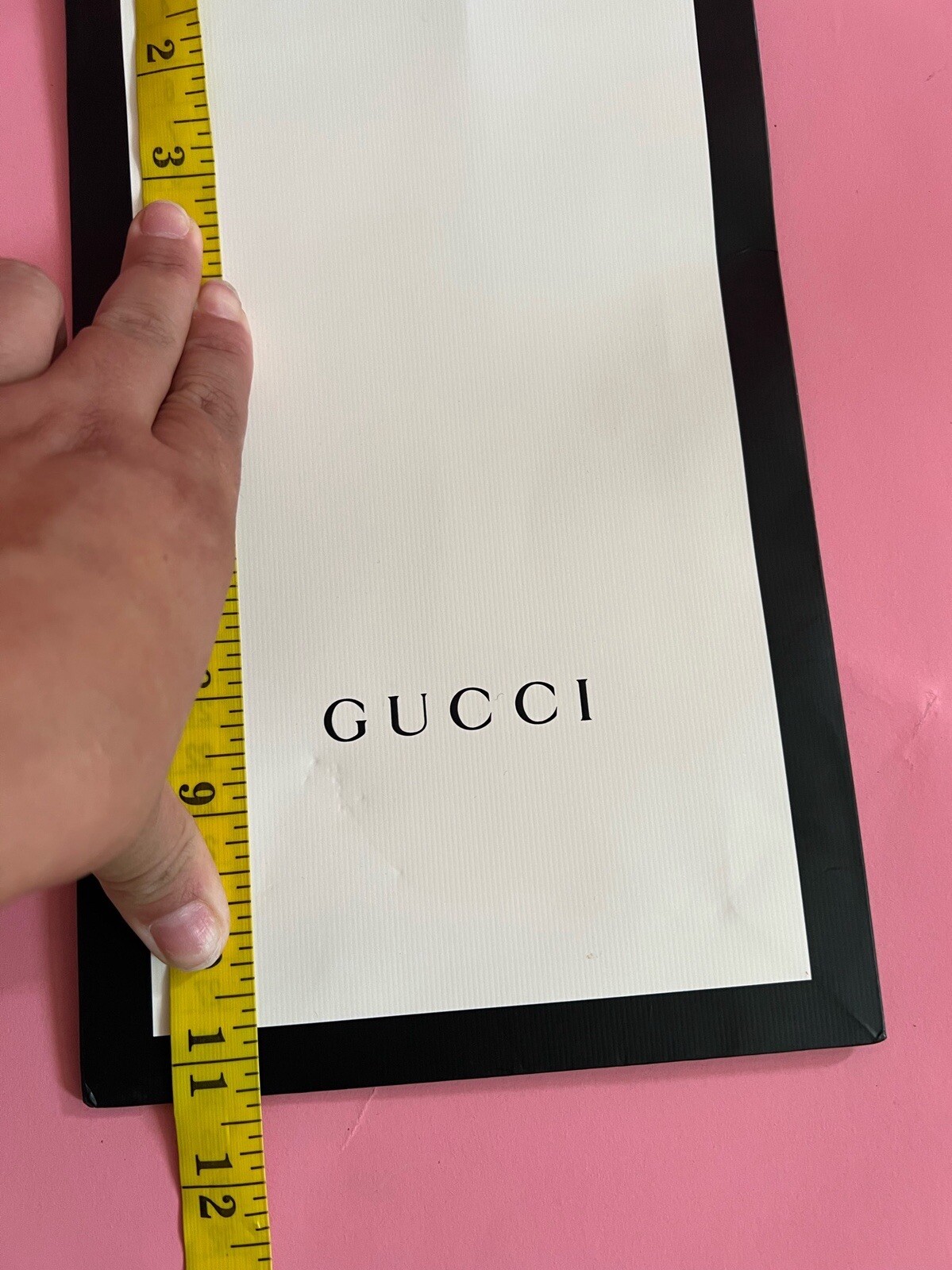 Gucci Paper Reusable Shopping Bag Rope Handle White Black 11″ x 6.5 ” x 4.3″