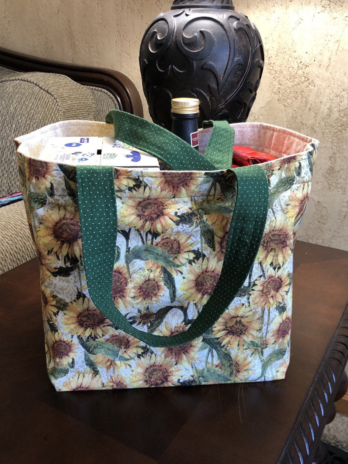 Sunflower fields Go-green grocery tote reusable tote handmade