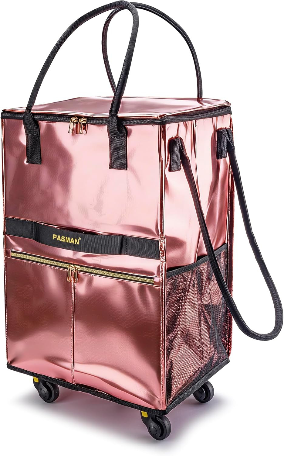 Reusable Grocery Bag on 5 Wheels, Foldable Rolling Tote Bag with Handle and Zipp