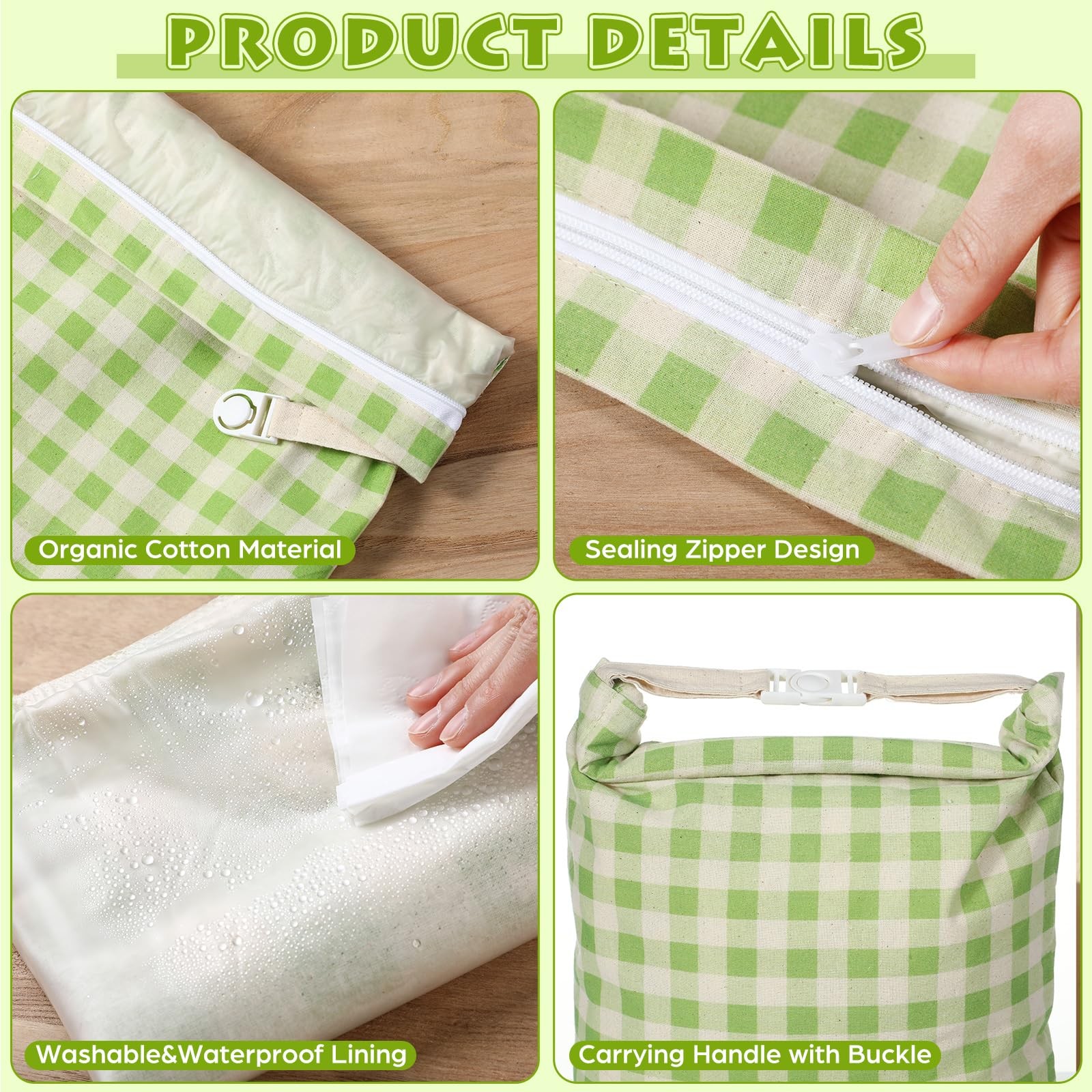 Chumia 3 Pack Beeswax Bread Bags for Sourdough, 17″ x 17 x 13 inches, green
