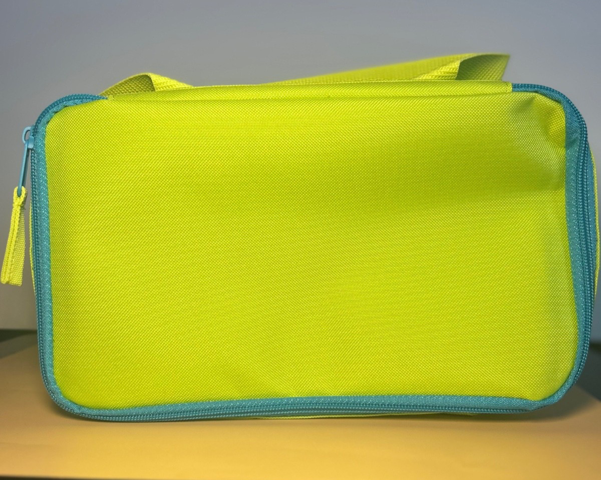 Trader Joe’s Mini Insulated Cooler Bag Tote Summer — LIME GREEN w/ Blue Zipper