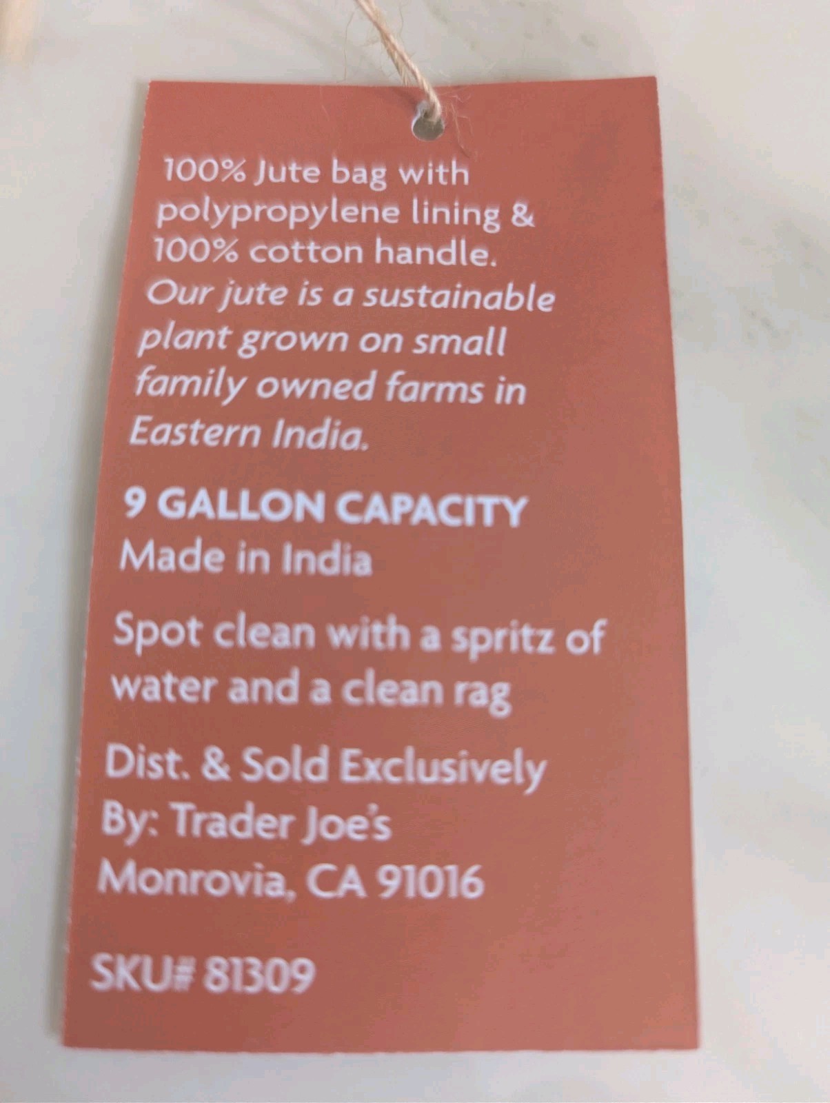 Trader Joe’s Authentic Jute Bag with Cotton Handle “Coffee Beans” NWT