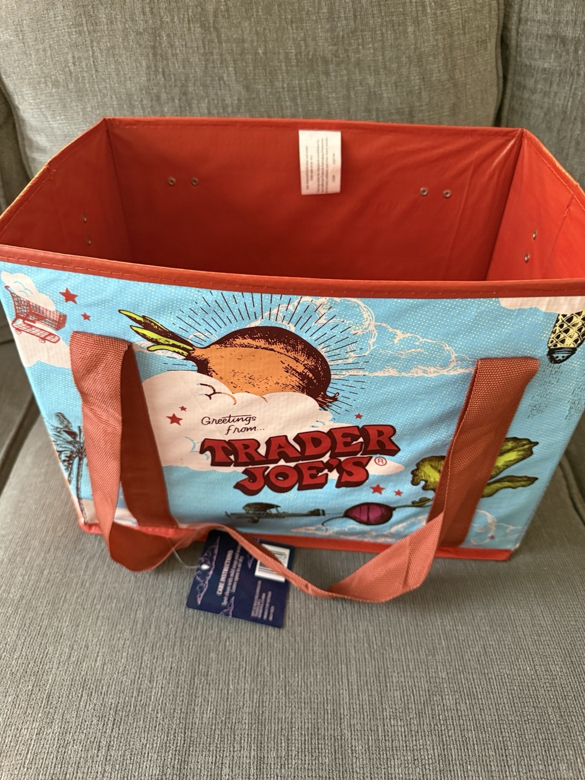 Trader Joe’s Stand-Up Collapsible Grocery Tote Bag Multicolor 6 Gal 15×10