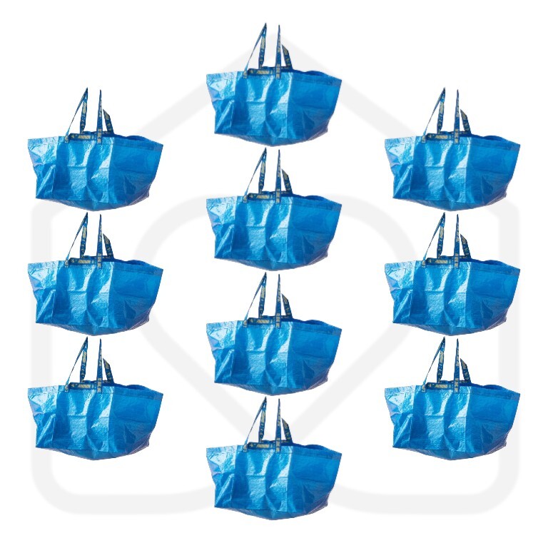 Set of 10 FRAKTA Large Blue Reusable Shopping Bags | Fast Shipping