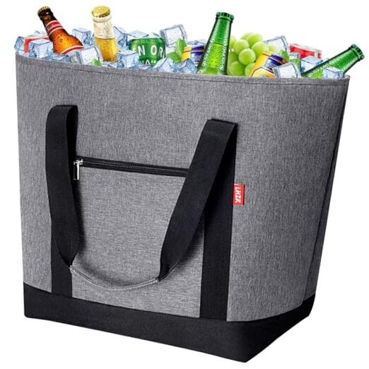Jumbo Cooler Bag, Collapsible Leakproof Insulated Bag with Zipper X-Large Gray
