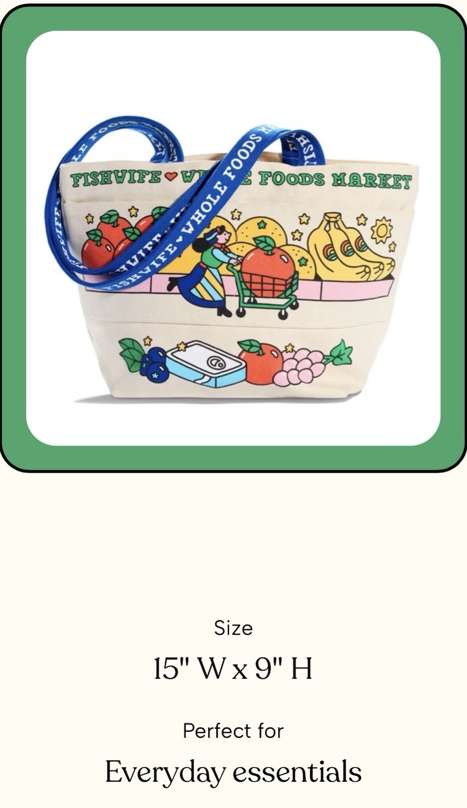 【Medium size】 Whole Foods x Fishwife Tote Bag Limited Edition