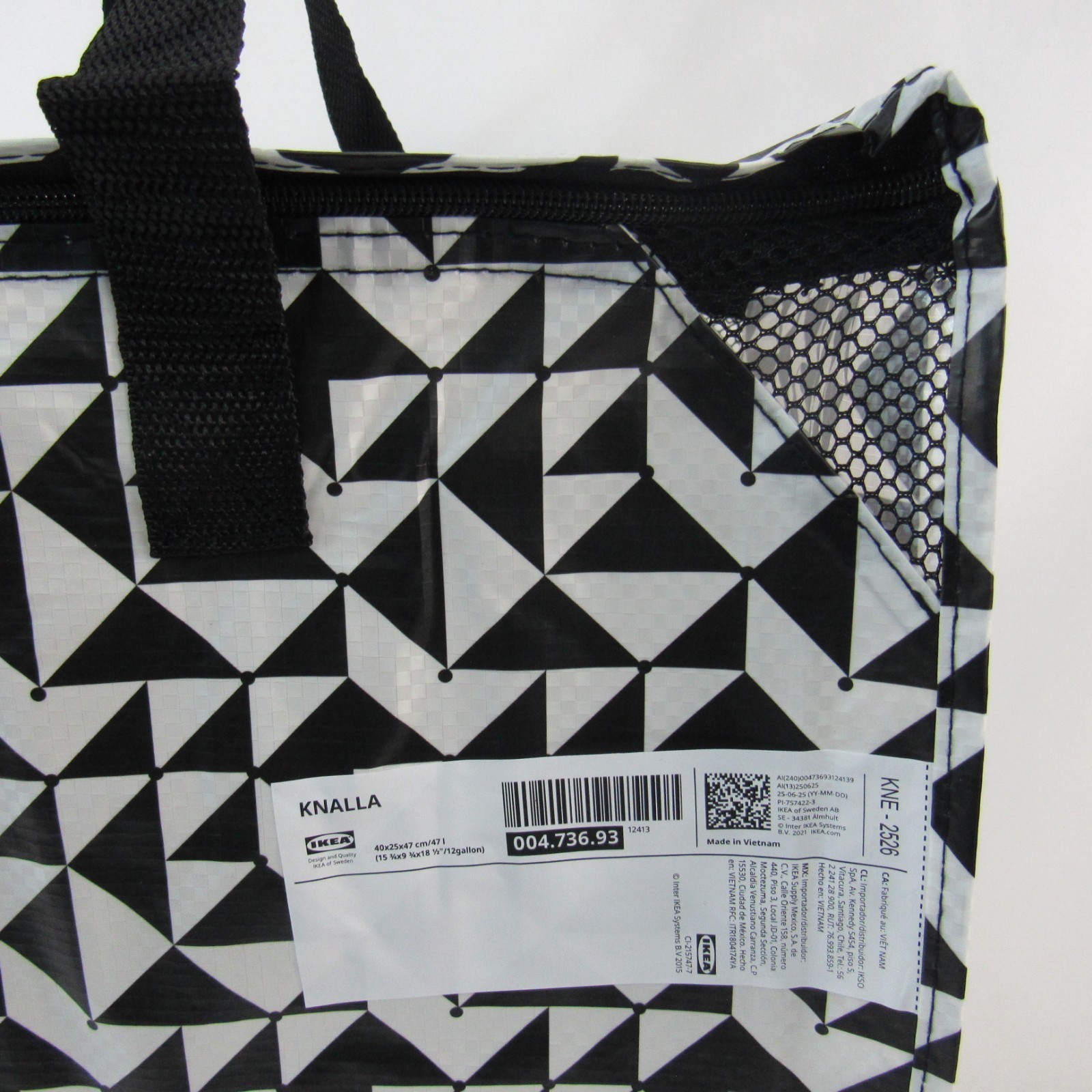 IKEA KNALLA Bag 12 Gal. with Zipper Large Tote Reusable Grocery Laundry Storage