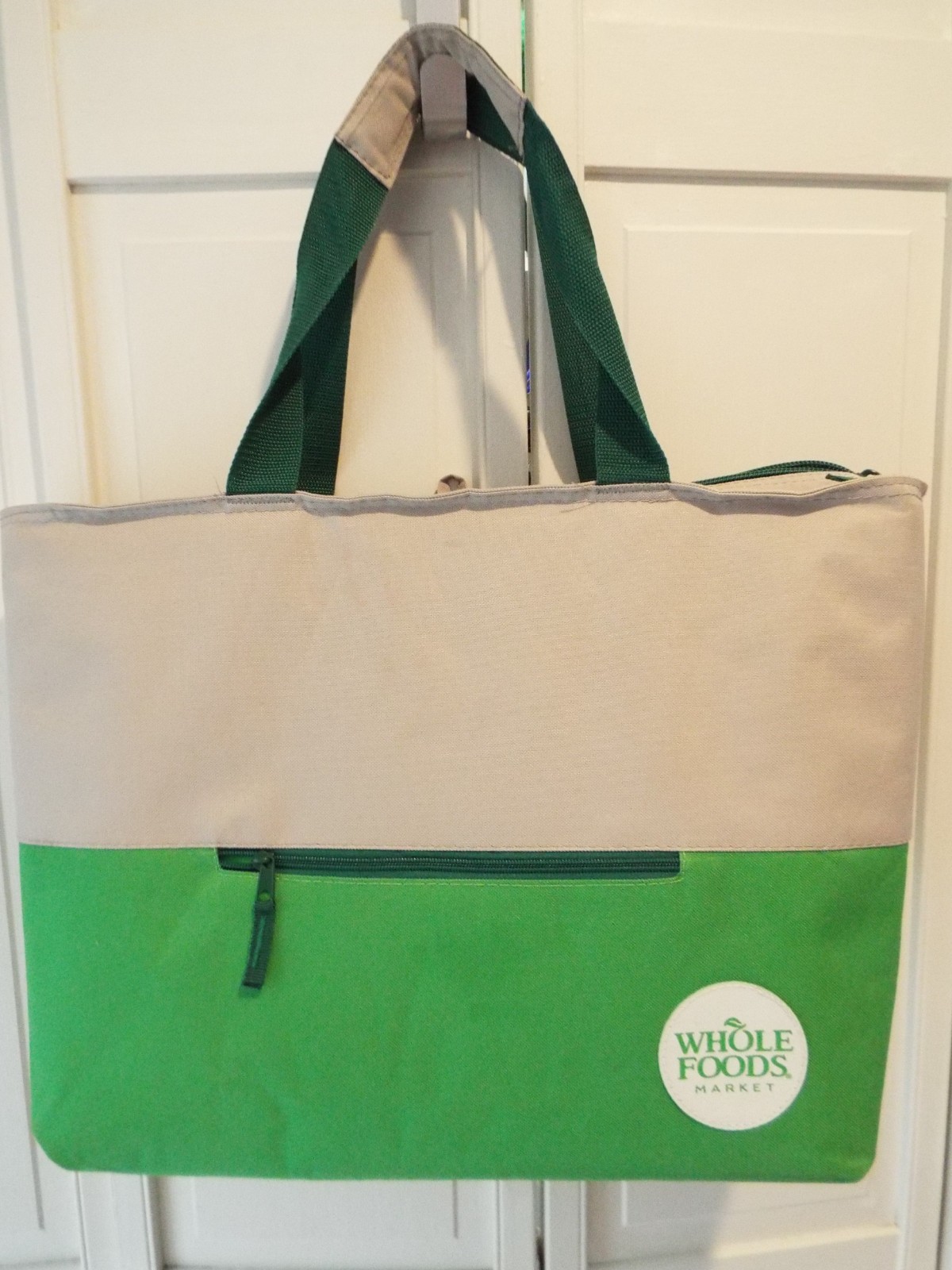 Whole Foods Market Keep Cool Insulated Zip Top Large Cooler Bag Green/Gray