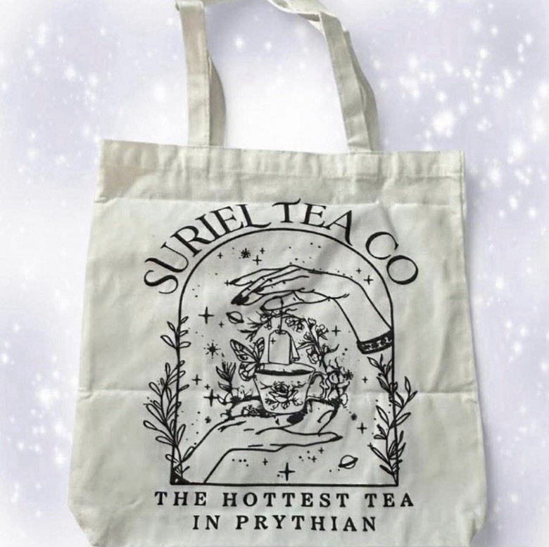 Boho Witchy Aesthetic Suriel Tea Co White Graphic Printed Spacious Cloth Tote