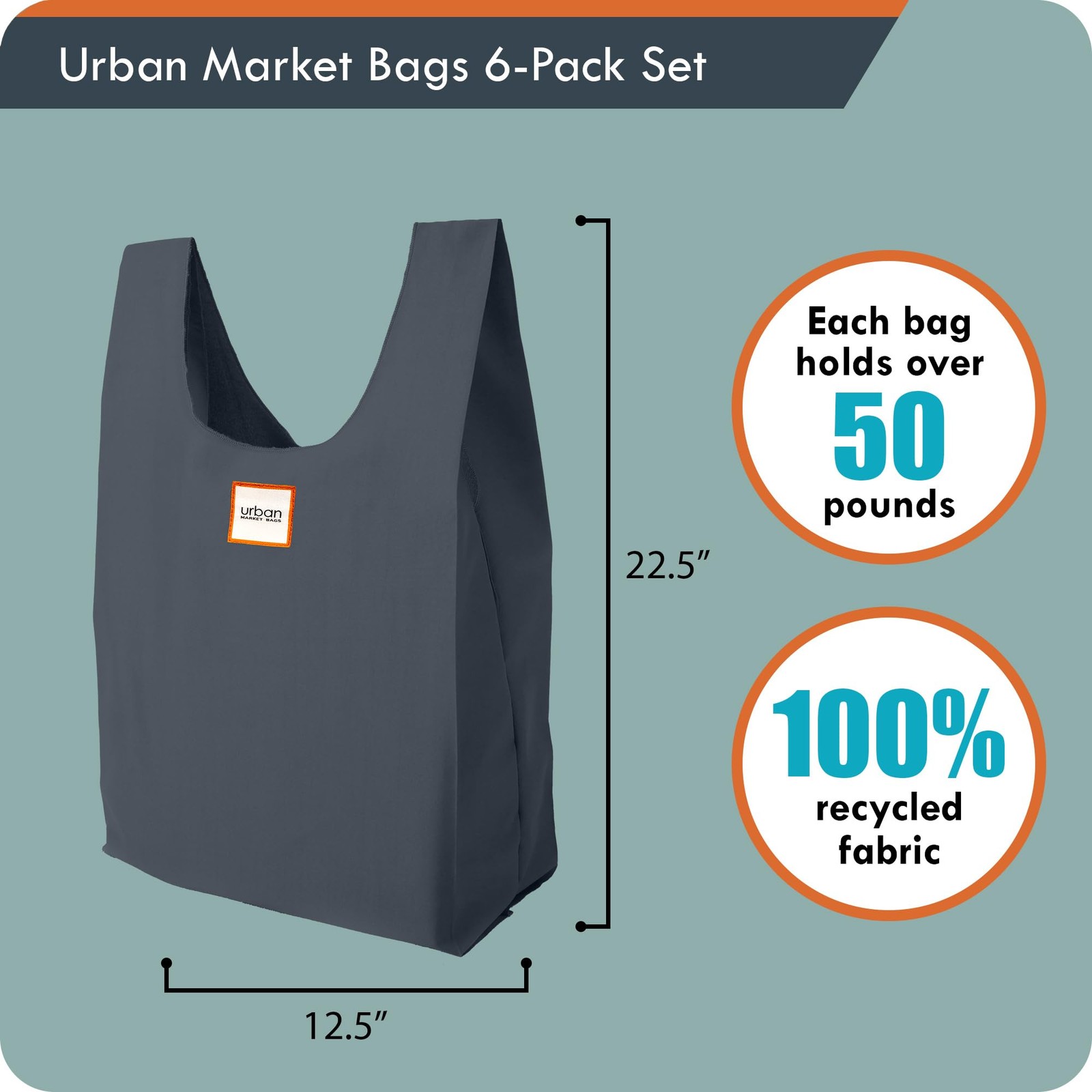 Urban Market Bags Galaxy 6 Foldable Reusable Shopping Bags in 1 Compact Pouc…