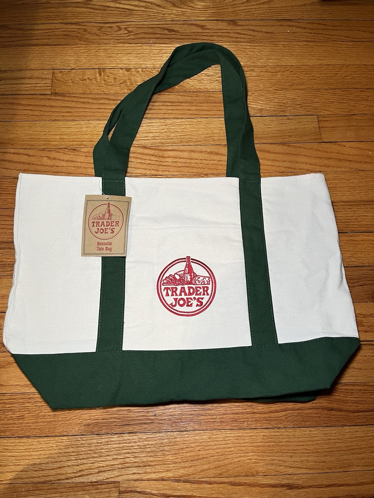 Trader Joe’s Canvas Tote Shopping Bag – LARGE GREEN – (NEW with TAGS!)