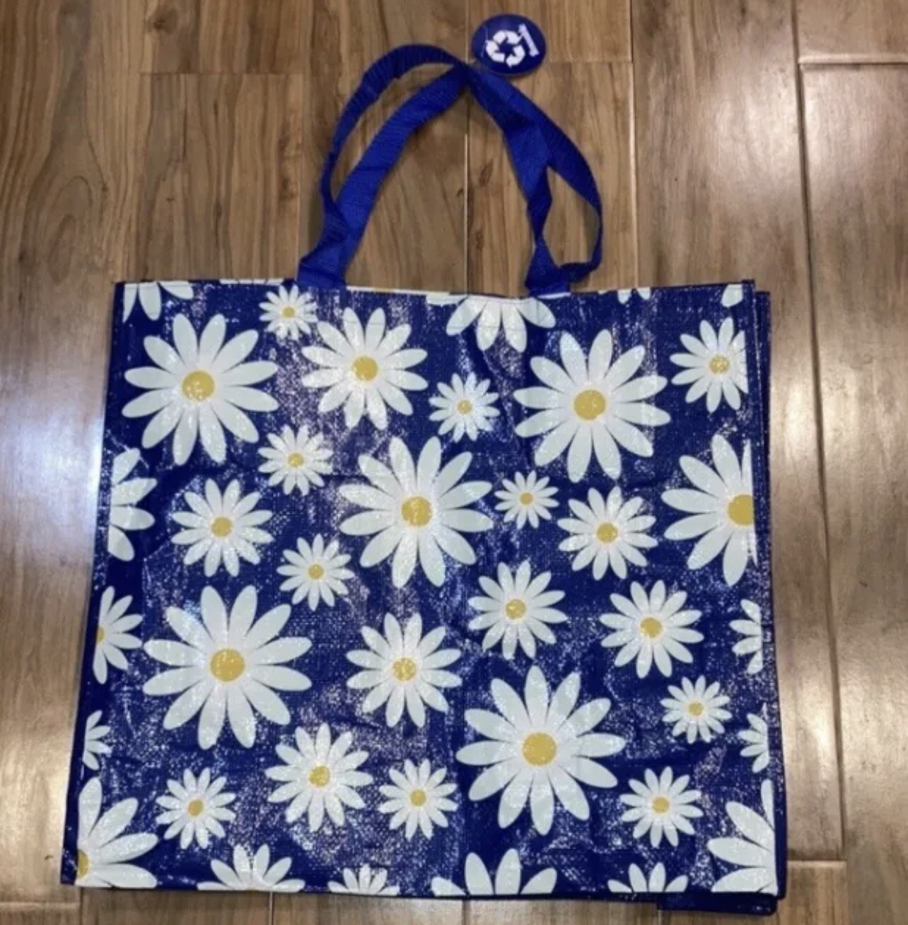 Large Recycled & Reusable Daisy Shopping Tote Grocery Beach Vacation Bag
