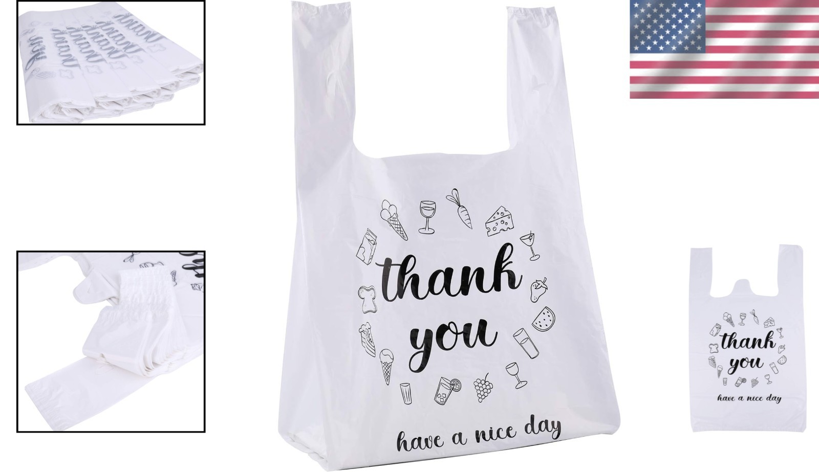 Stylish 500 ct Reusable Plastic Shopping Bags – 13x7x21 – Multi-Functional