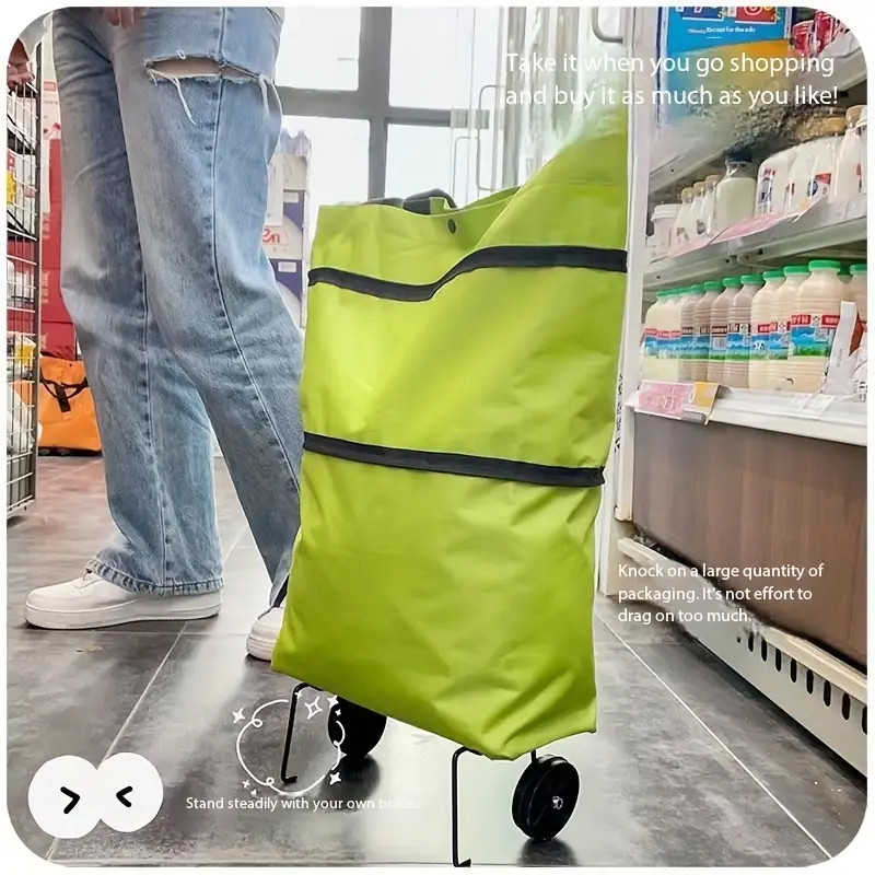 2 In1 Women Foldable Shopping Cart Bag Portable Shopping Trolley Bag With Wheels