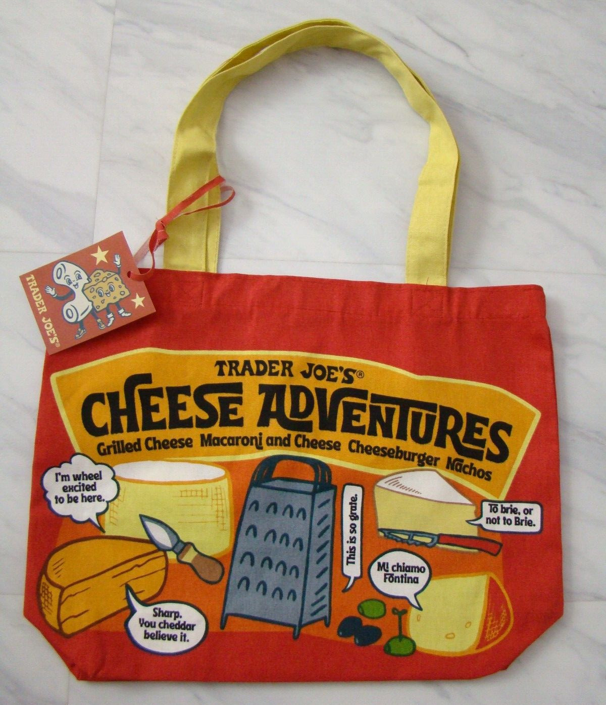 New Trader Joe’s Recycled Cheese Lover Bag Reusable Shopping Grocery 100% Cotton