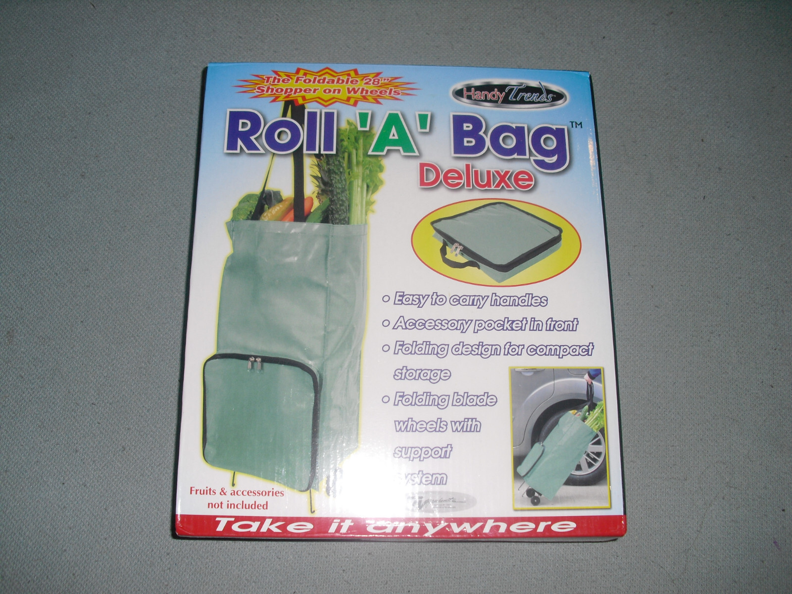 NEW Handy Trends Roll A Bag Deluxe Foldable 28″ Shopping Bag with Wheels