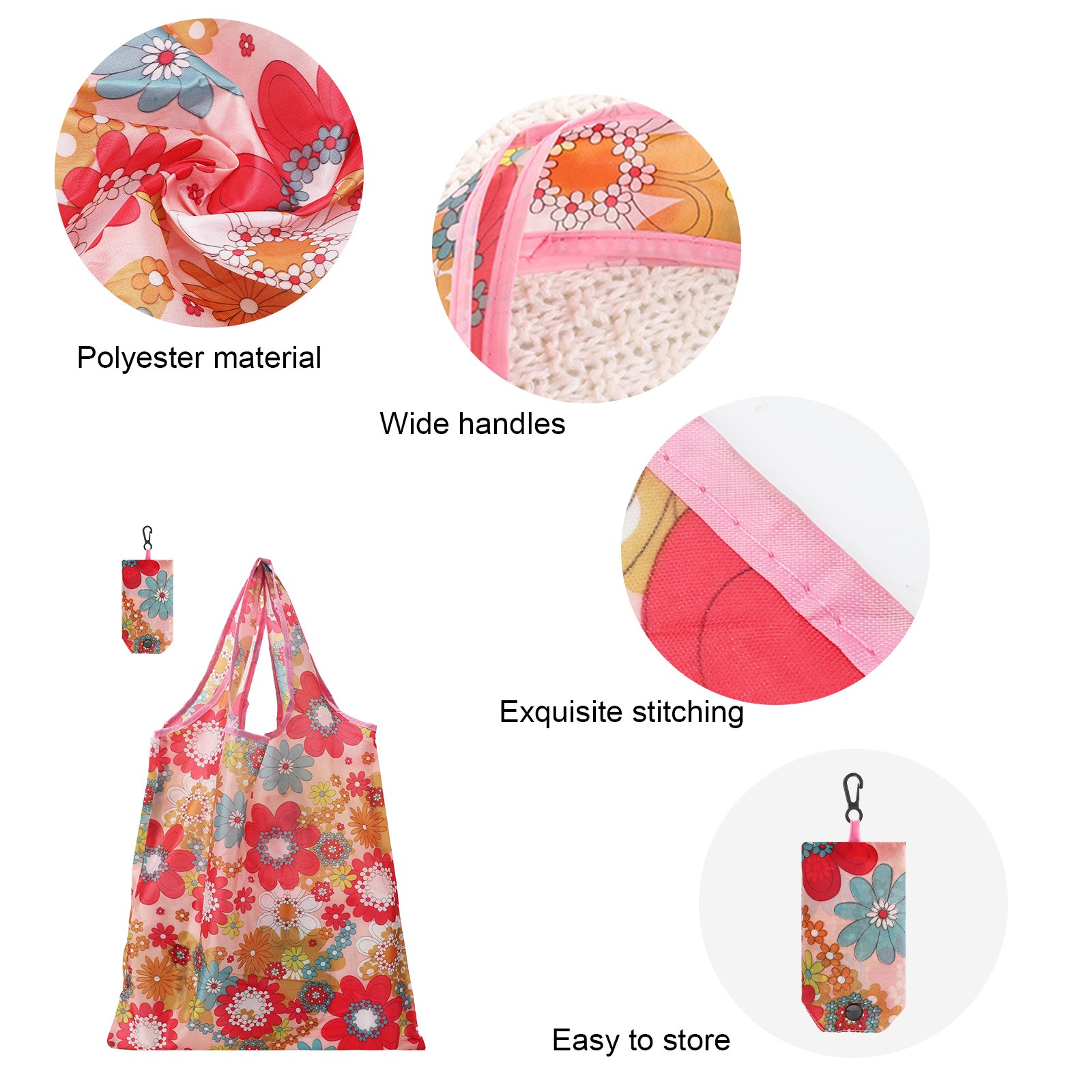 10x Reusable Grocery Bags Large Waterproof Foldable Shopping Tote Bags w/ Handle
