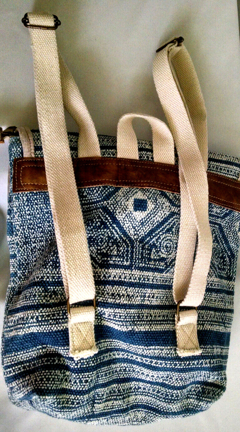 The Barrel Sack Back Pack Hand Crafted SimilarToThe Sebastian Blue White Lined