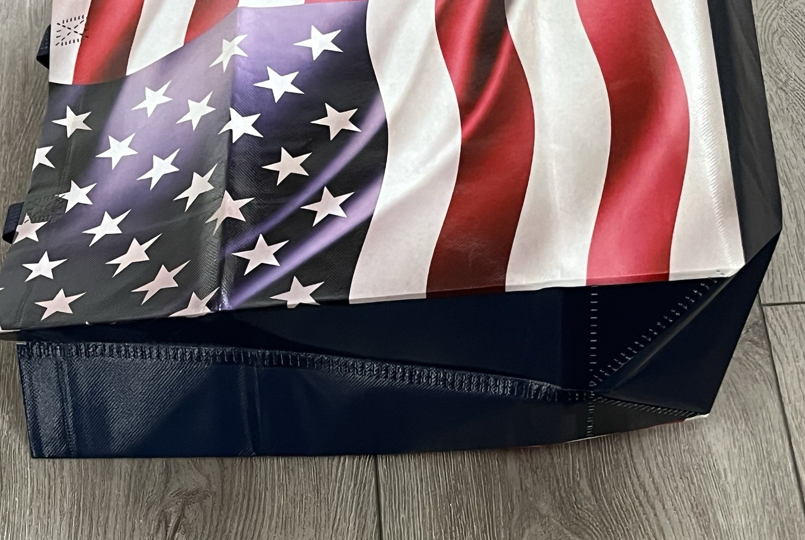 New Red White & Blue American Flag Patriotic Reusable Tote Bag 15” X 13-3/4”