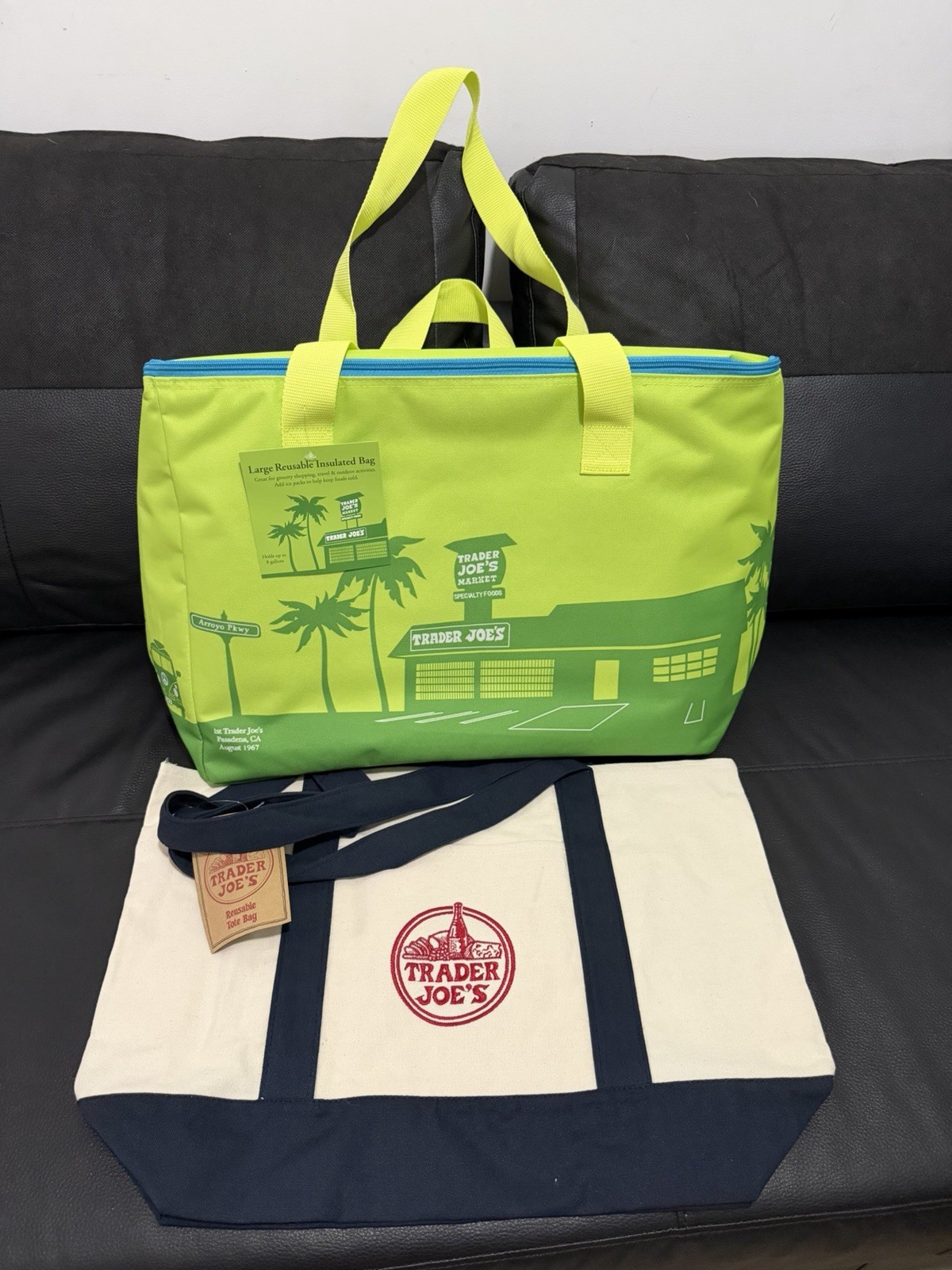 Trader Joe’s Large Insulated Reusable LimeNEW RELEASE LIMITED & Blue Tote Bag
