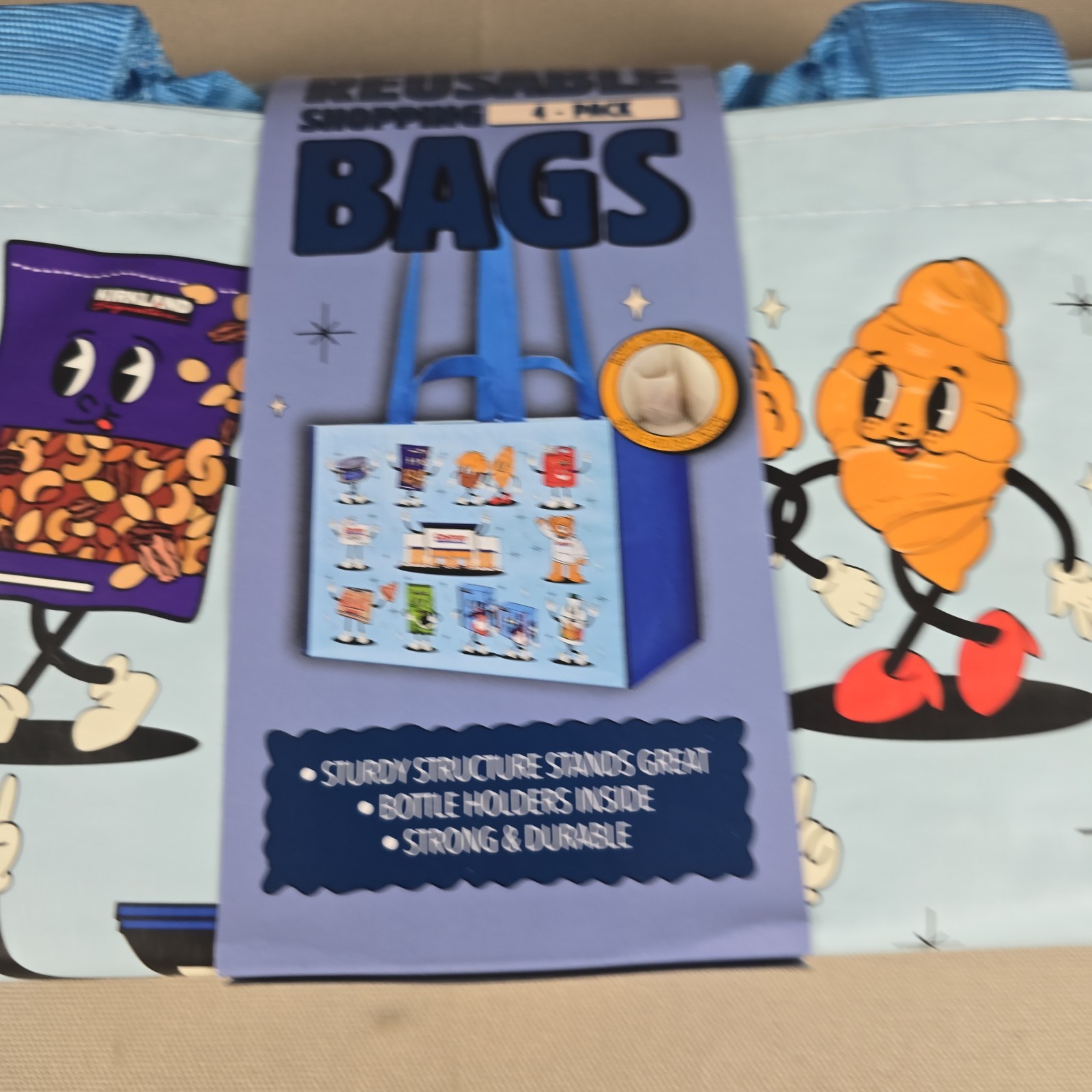 Set Of 4 Pack Costco Kirkland V2 Reusable Shopping Bag Tote NEW