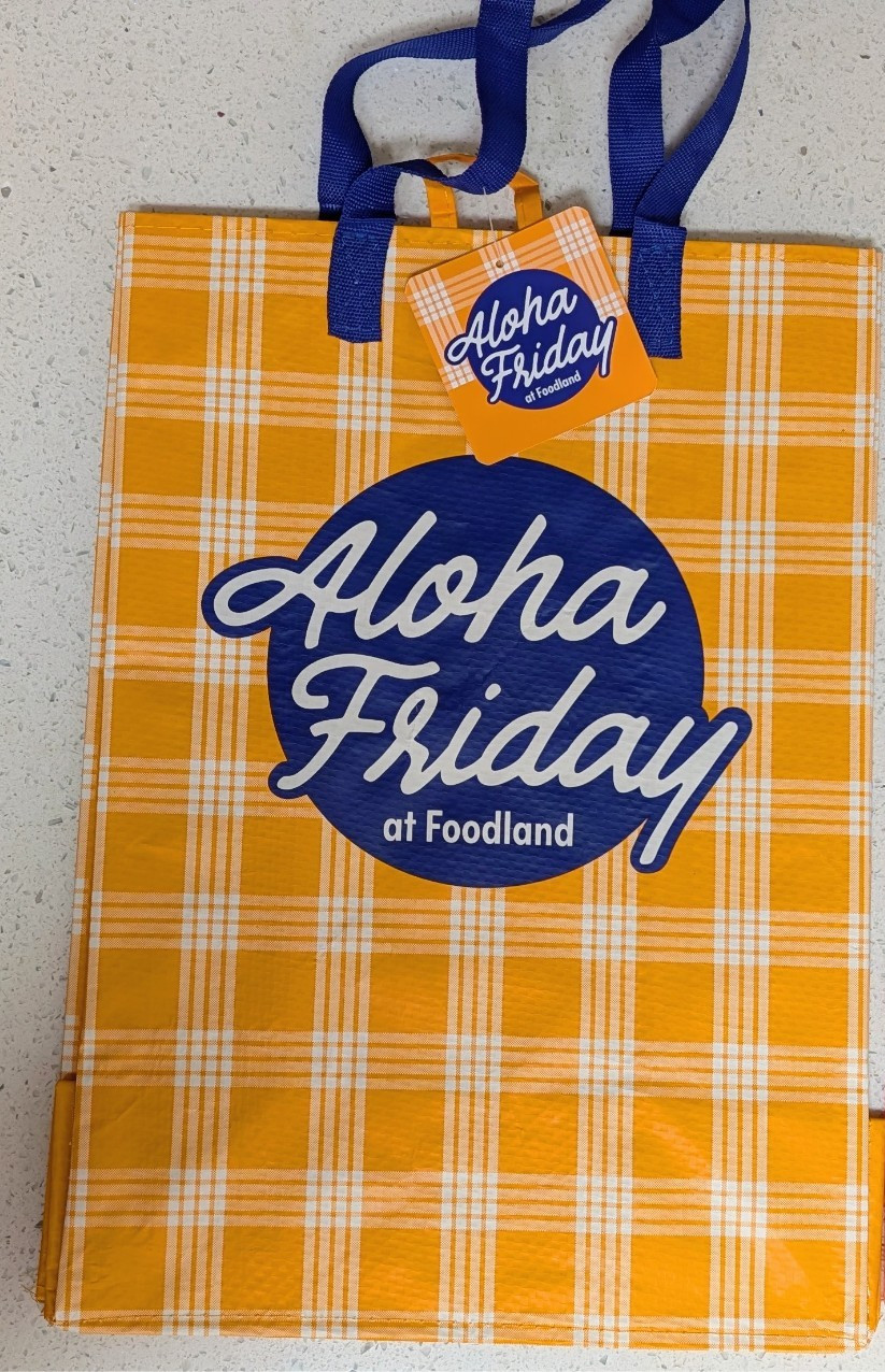 Foodland Hawaii Aloha Friday Palaka Reusable Shopping Tote Bag
