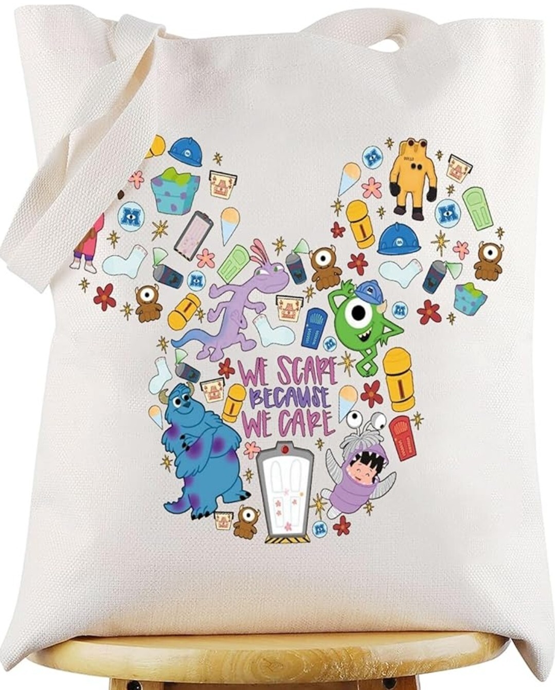 Monster’s Inc Mike & Sully Cloth Tote Bag (15.5″x13.5″ ) Without Handles
