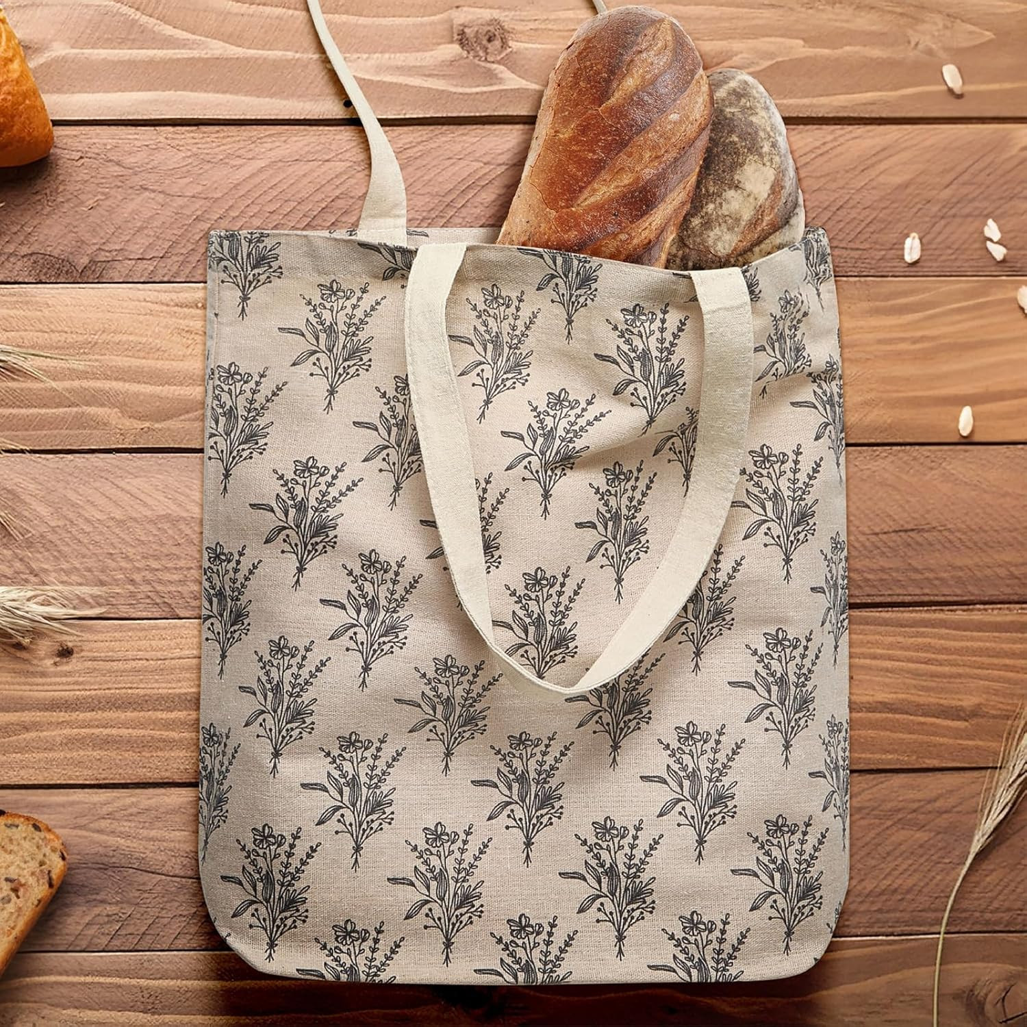 Canvas Tote Bag Set – Durable Polycotton Fabric Grocery Bag – Foldable Reusable