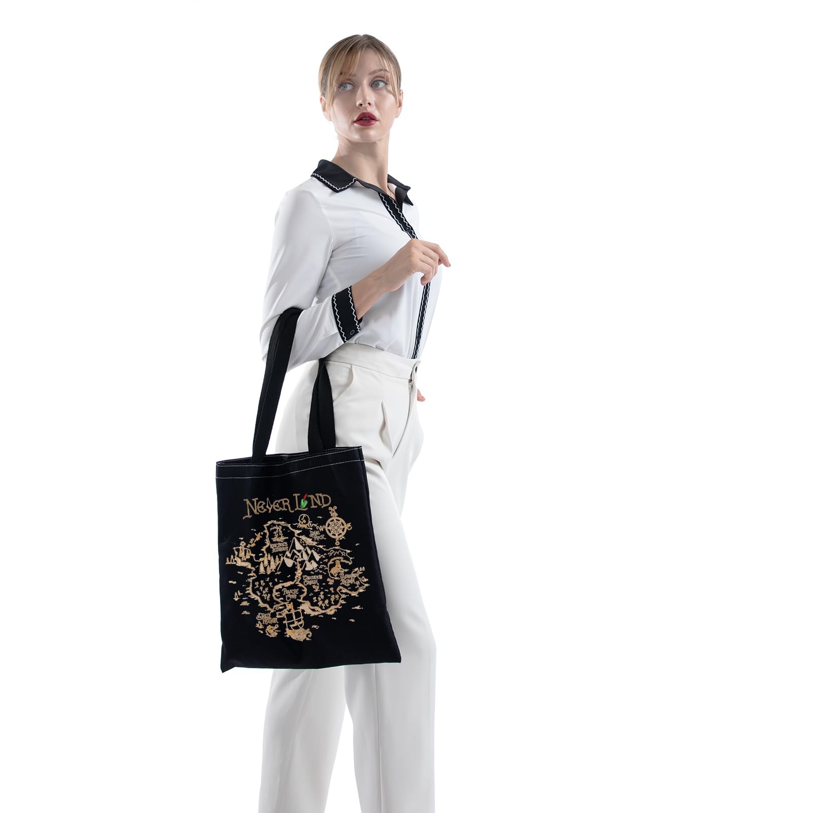 Peter Map Handbag Trip Shoulder Never Grow Up Reusable Grocery Tote Bag