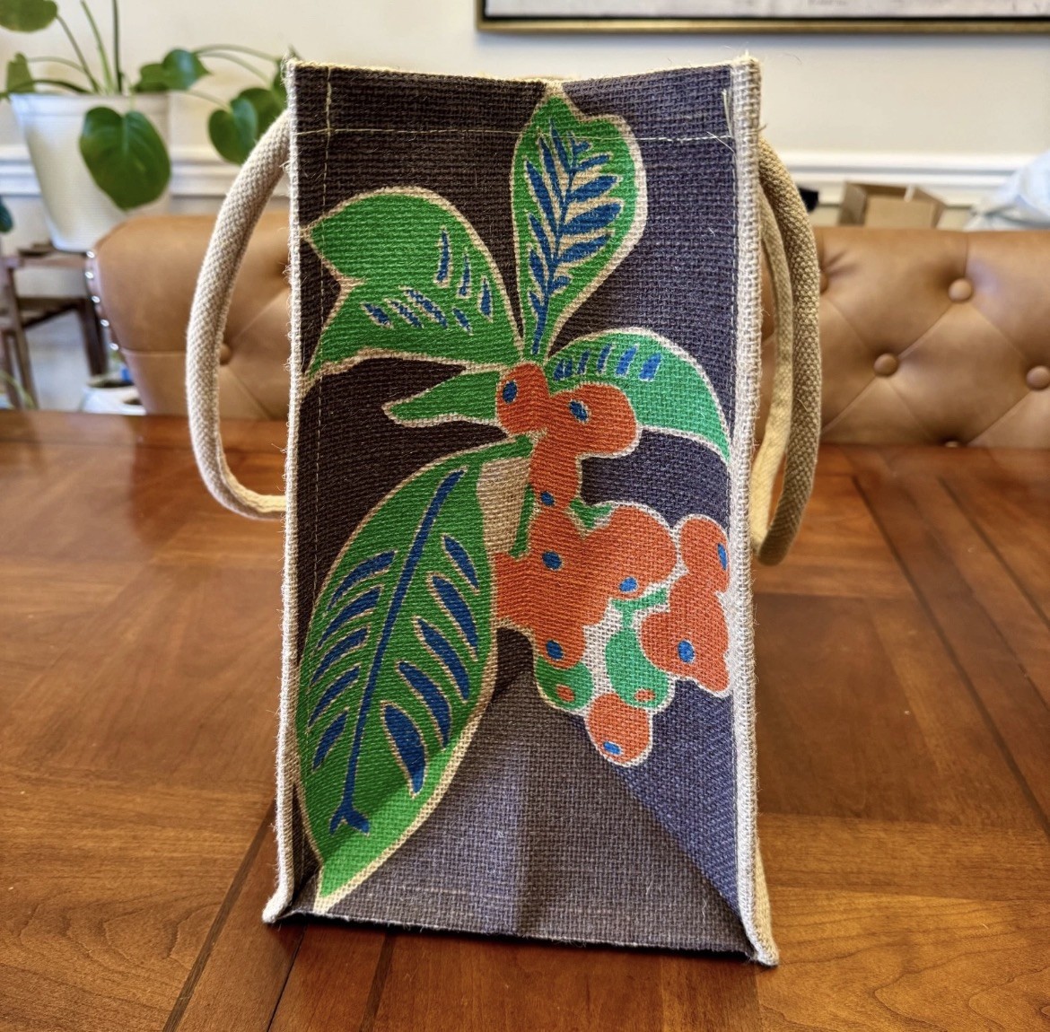 NEW Trader Joe’s COFFEE BEANS JUTE BURLAP REUSABLE TOTE CARRY BAGS 1967 PASADENA