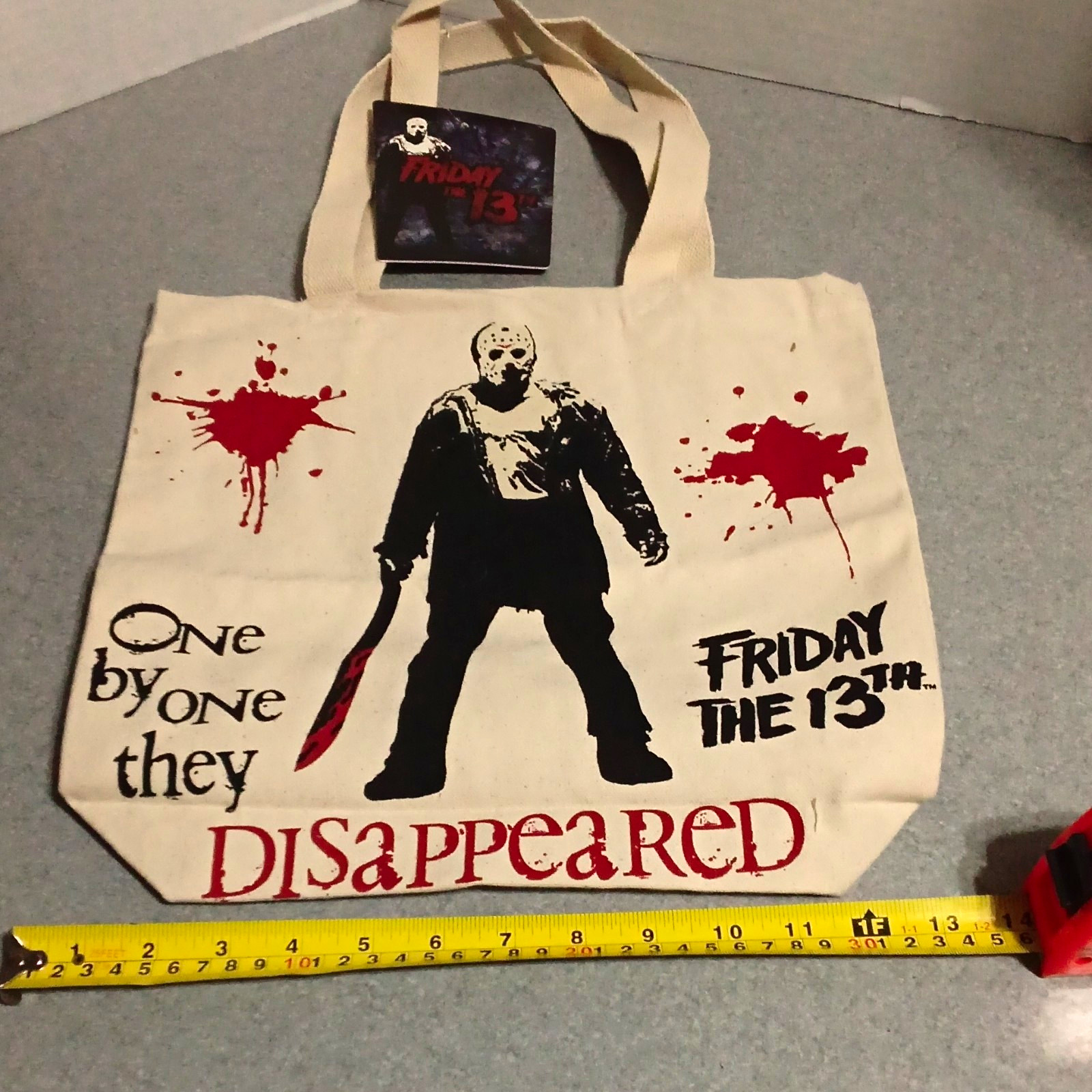Friday the 13th Large Beige Reusable Canvas Tote Bag Graphic Print