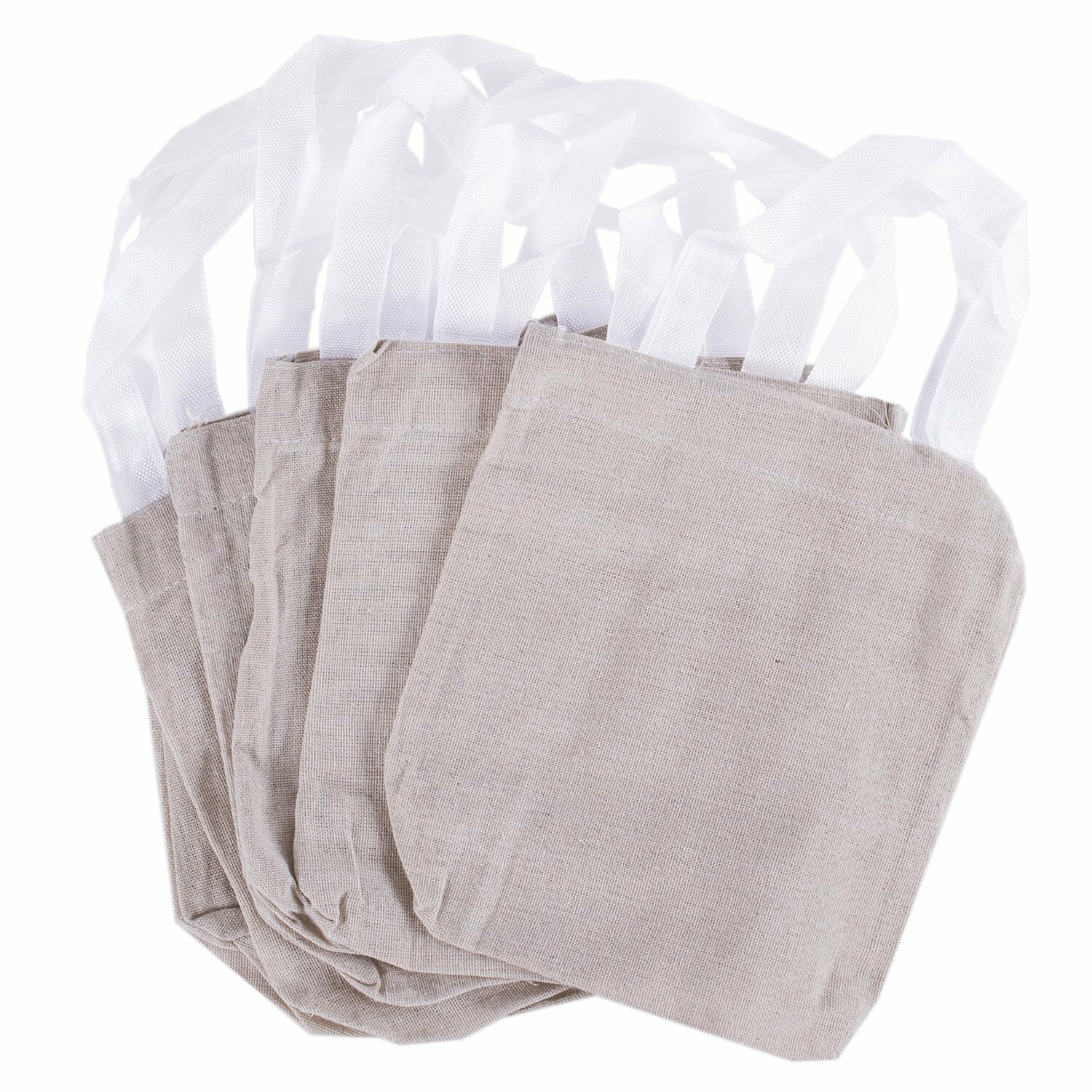 (60 pc) 6″ x 7″ Canvas Tote Sacks Natural Color for Arts & Crafts, Reusable Groc