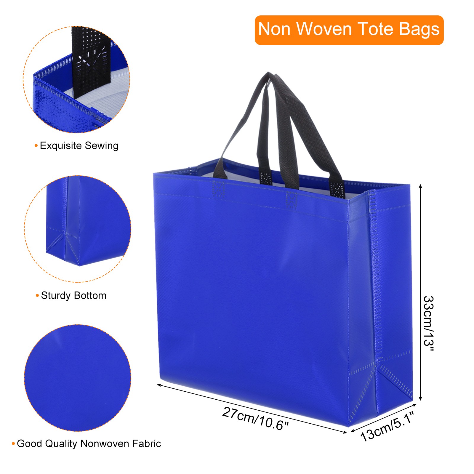 24Pcs Reusable Gift Bags with Handles 10.6 x 13 Inch Dark Blue