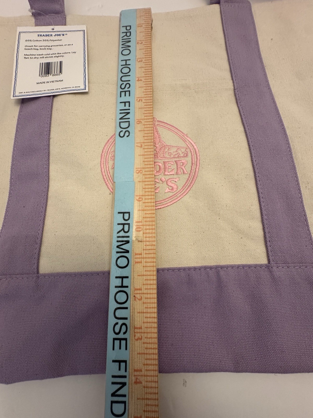 Trader Joe’s Canvas Large Purple Shopping Bag 20″x14′ Tote Lavender Spring NWT