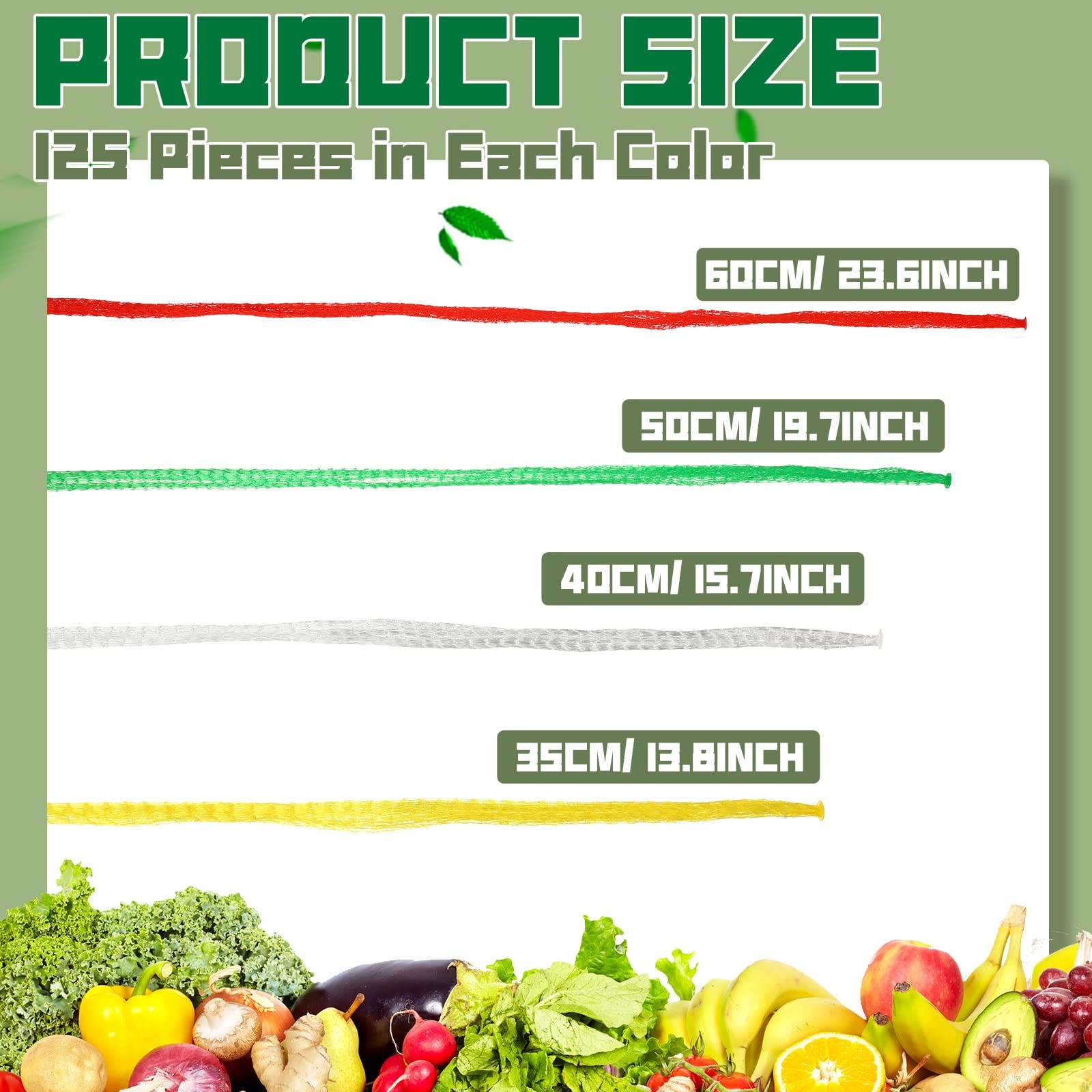 Zhengmy 500 Pcs Reusable Mesh Produce 4 Sizes, red, green, white and yellow