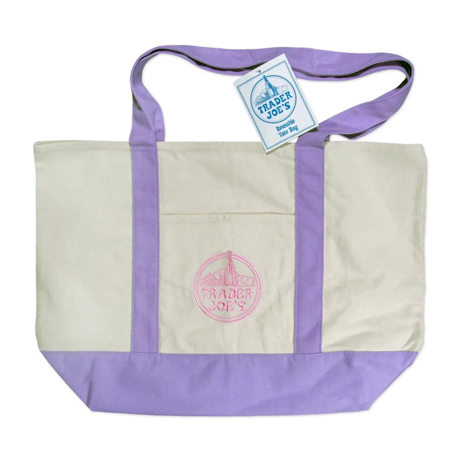 Trader Joe’s Canvas Large Purple Shopping Bag Limited Tote Lavender New W/Tags