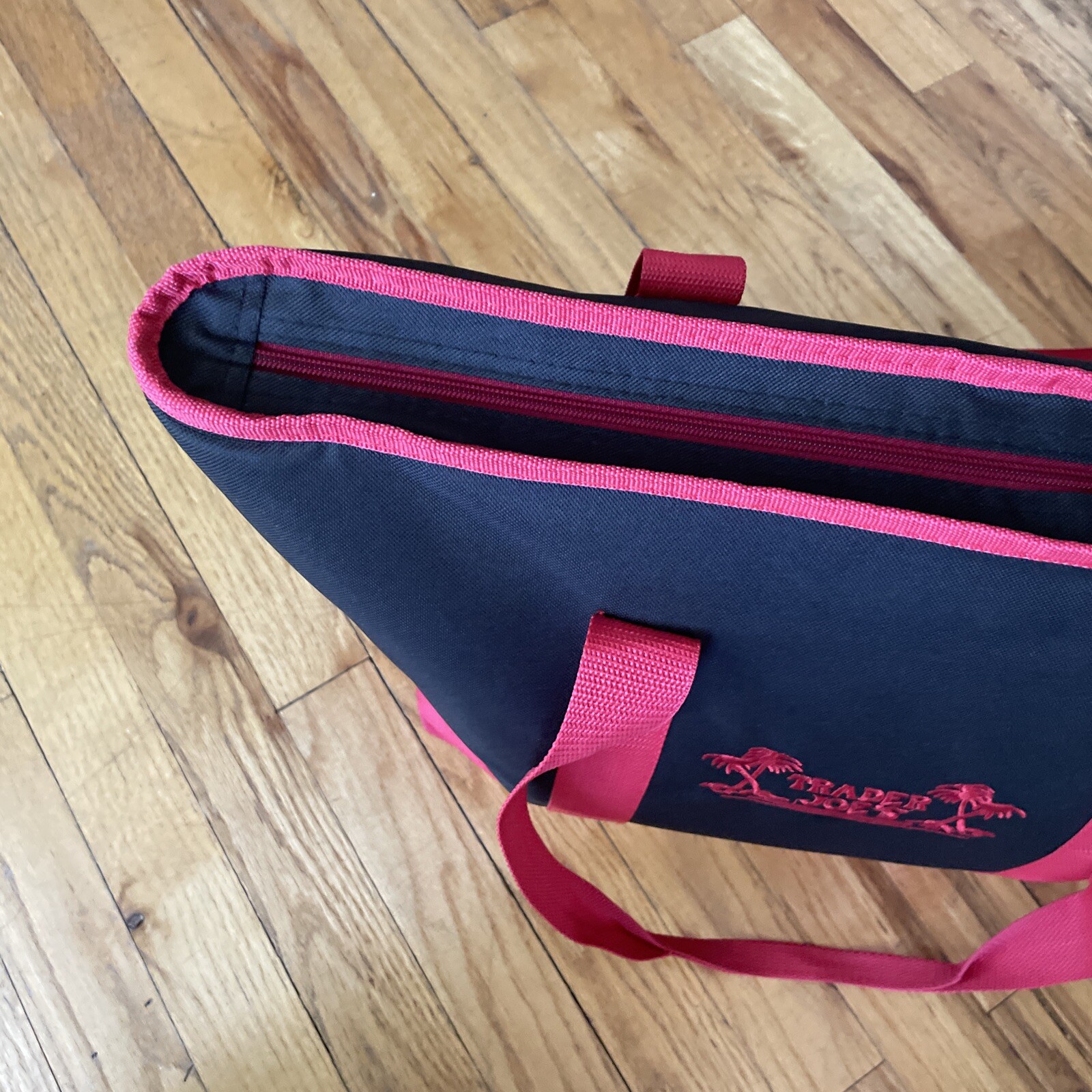 Trader Joe’s Black Red Insulated Large Cooler Tote Reusable Shopping Bag