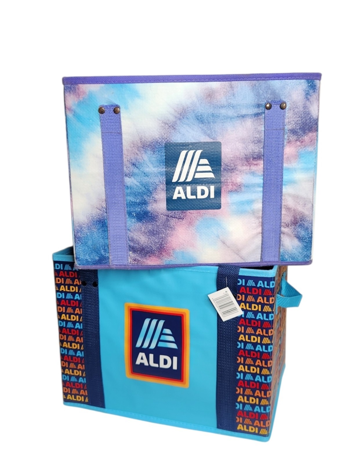 ALDI 2 Collapsible Box Bags 14 x 10 x 11 Tie Dye 2021 / Blue Navy 2025