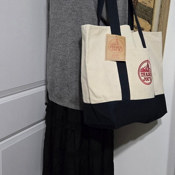 Trader Joe’s Blue Classic Canvas Large Cotton Tote Bag- Made in Vietnam