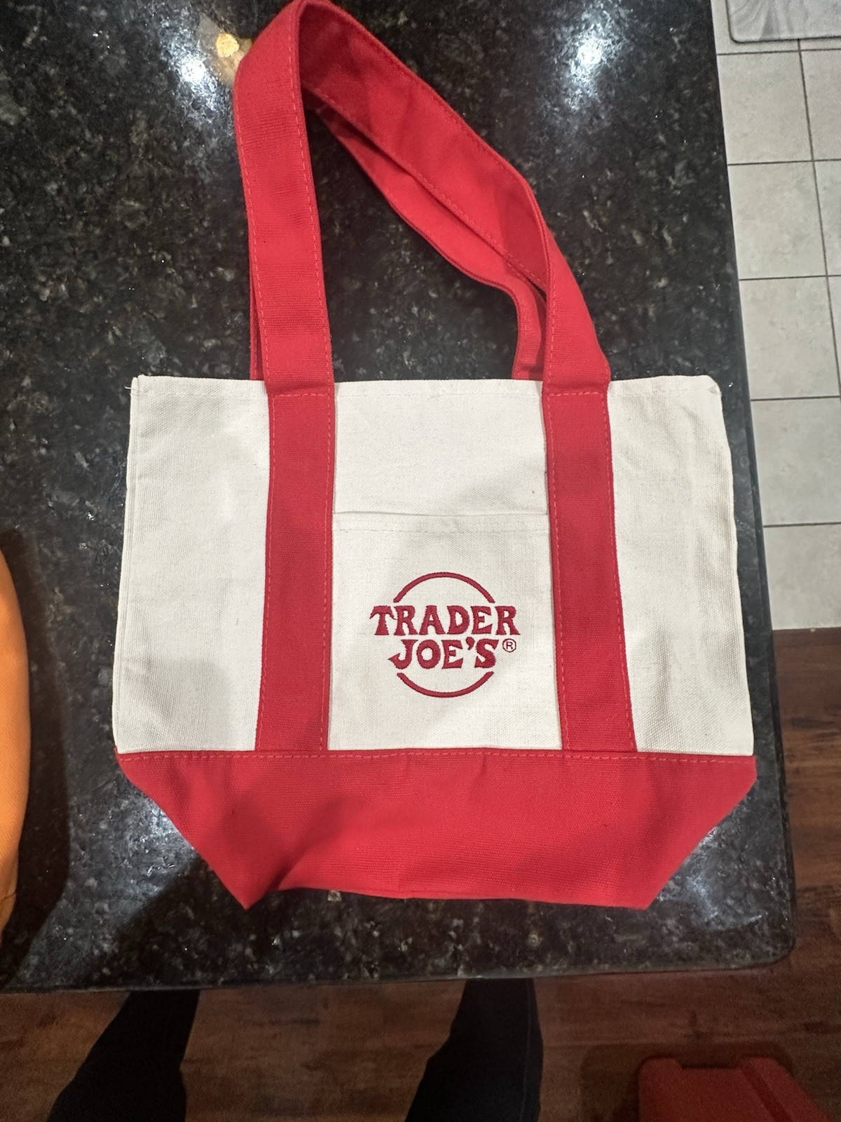(Set of 3) Trader Joe’s Mini Canvas Tote Bags – Limited Orange,Blue & Viral Red