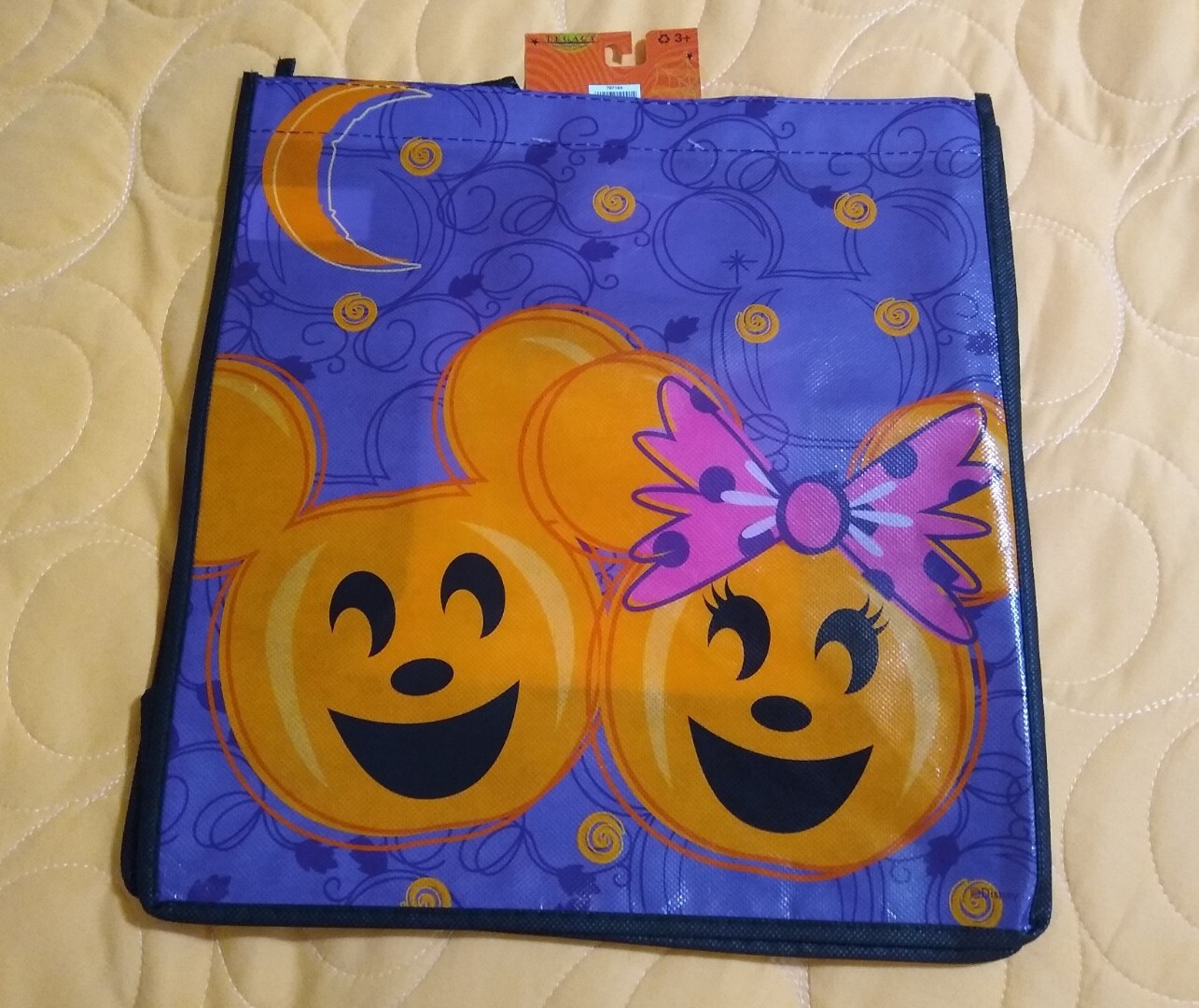 Disney Mickey & Minnie Mouse Halloween 🎃 Purple Reusable Large Shopping Bag 🆕